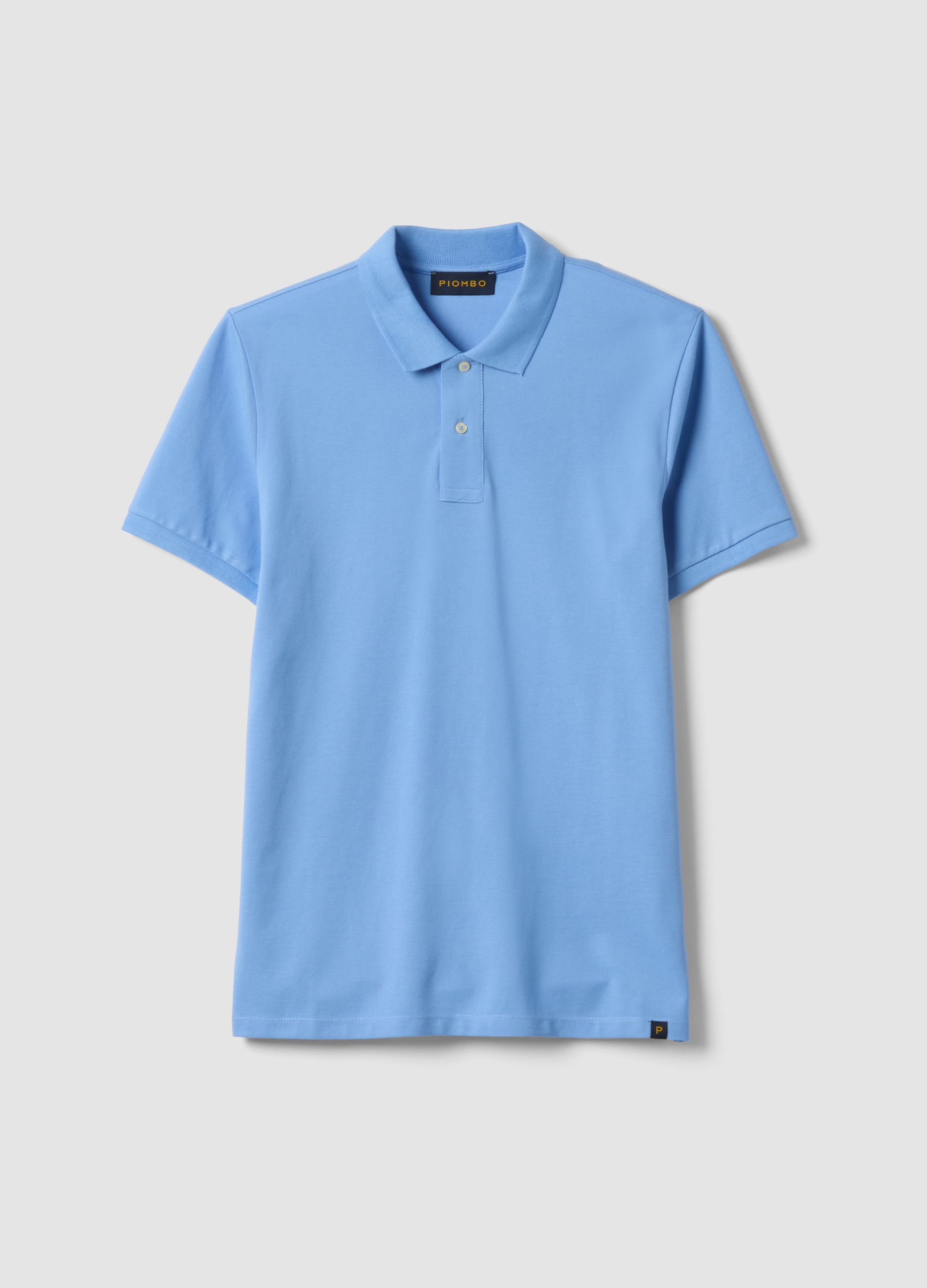 PIOMBO, Polo Azul Celeste De Manga Corta En Algodón Puro, Ajuste Regular, Hombre, Azul Azur, Talla: M