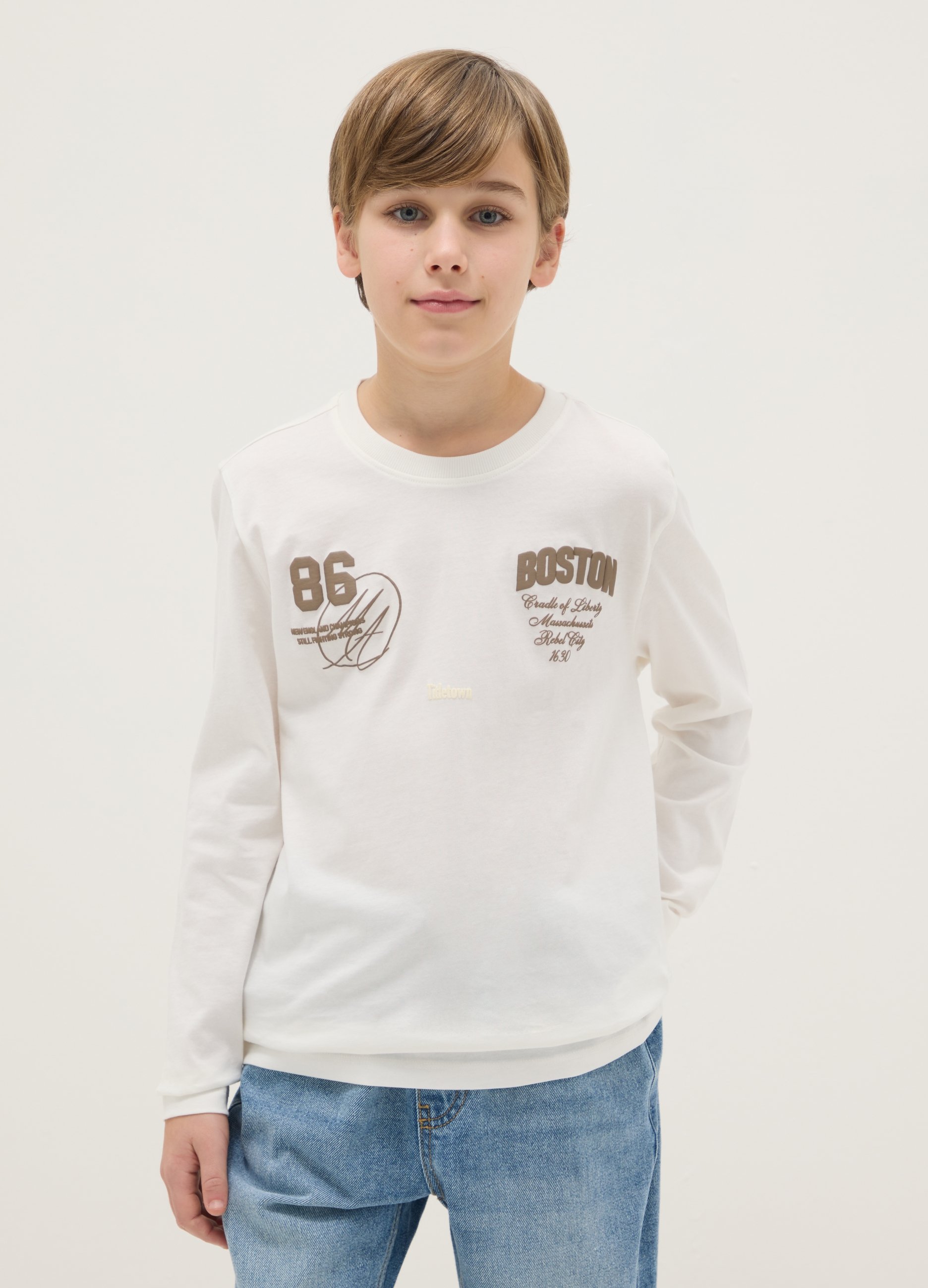 OVS KIDS, T-shirt In Puro Cotone Bianca Regular Fit Per Ragazzi, Bambino, Bianco, Taglia: 10-11