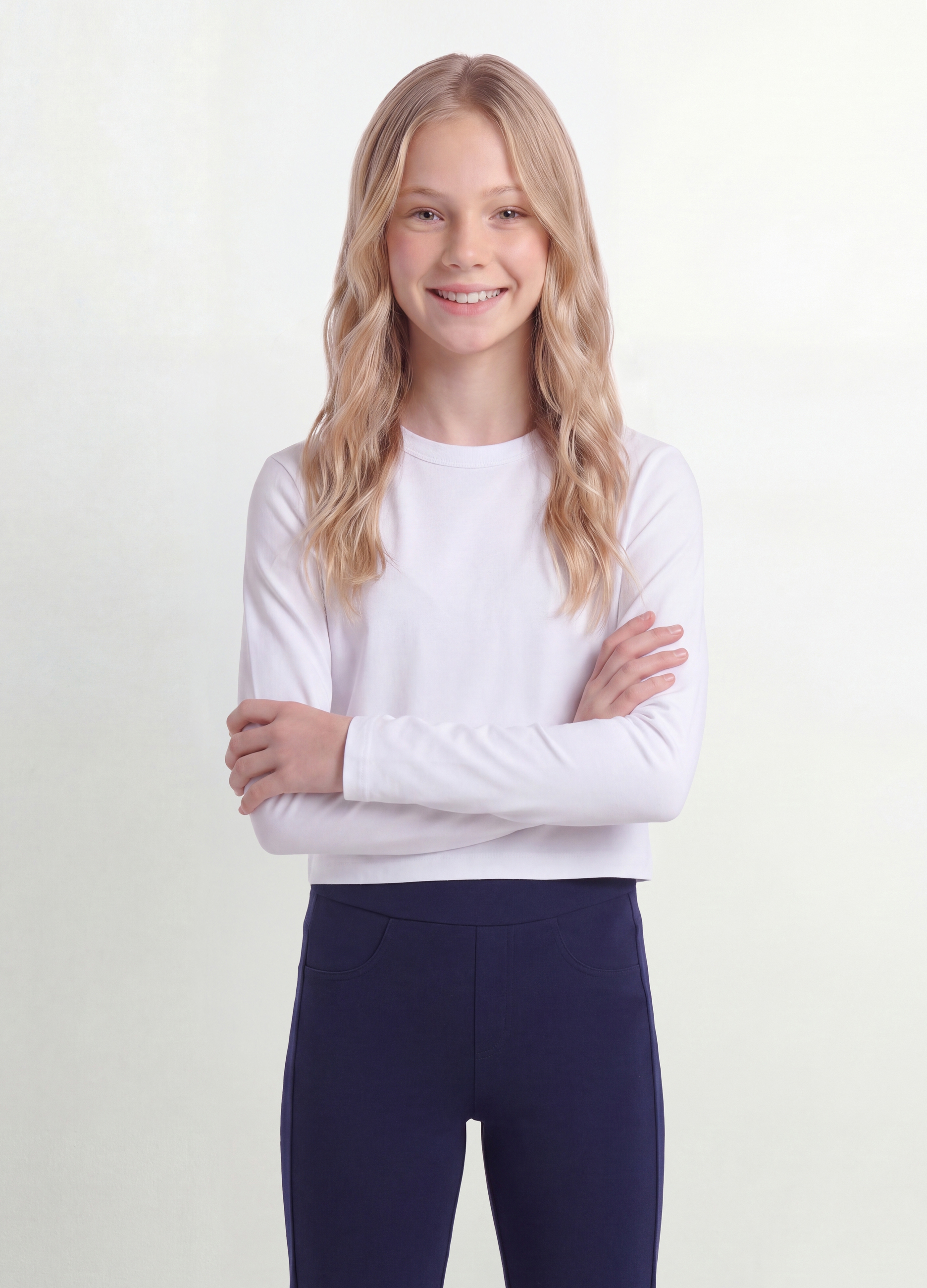 OVS KIDS, T-shirt Bianca In Puro Cotone Con Collo A Costine Per Ragazza, Bambina, Bianco, Taglia: 11-12