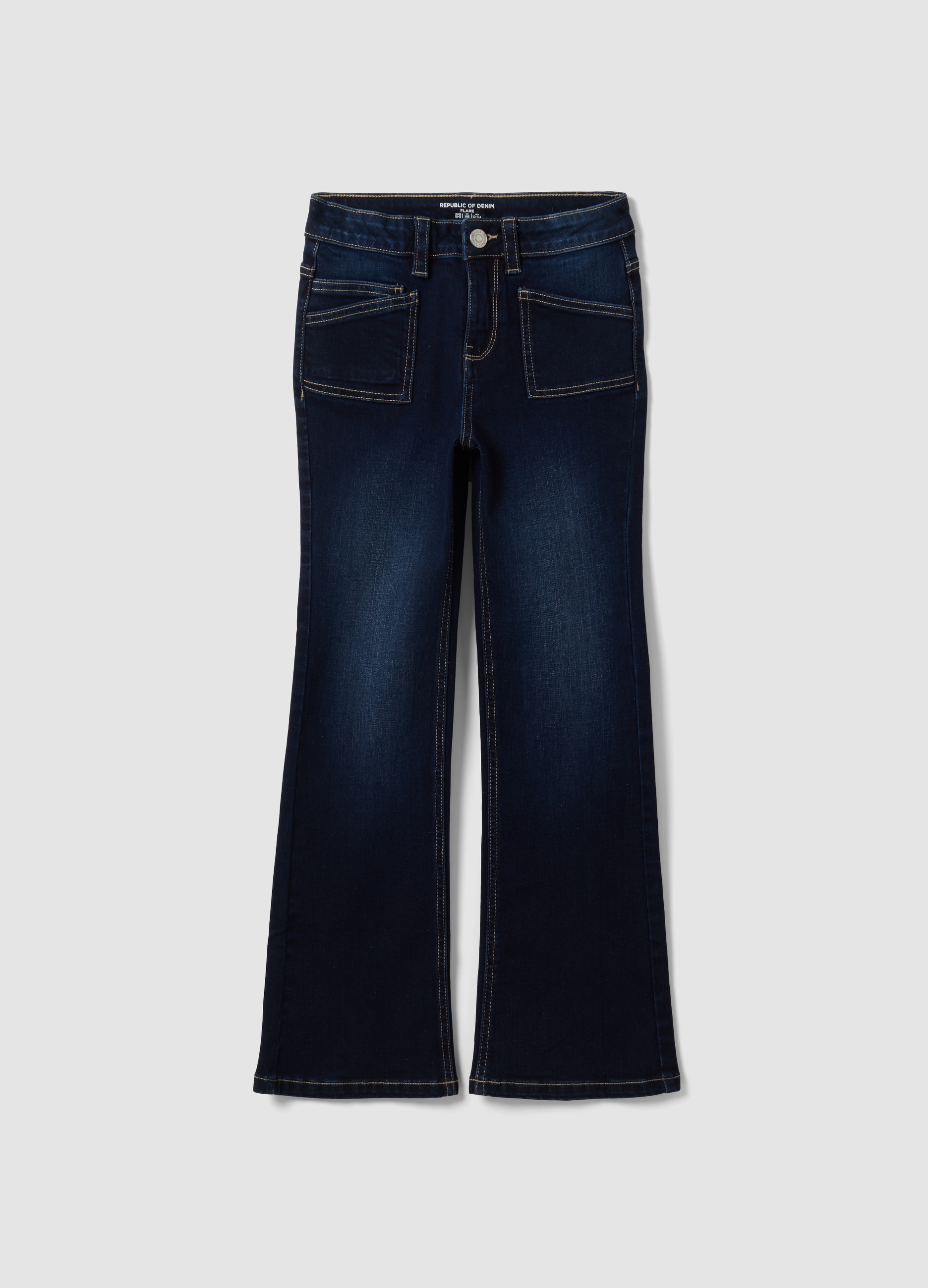 REPUBLIC OF DENIM, Jeans Blu Flare In Cotone Elasticizzato Per Ragazza, Bambina, Blu, Taglia: 13-14