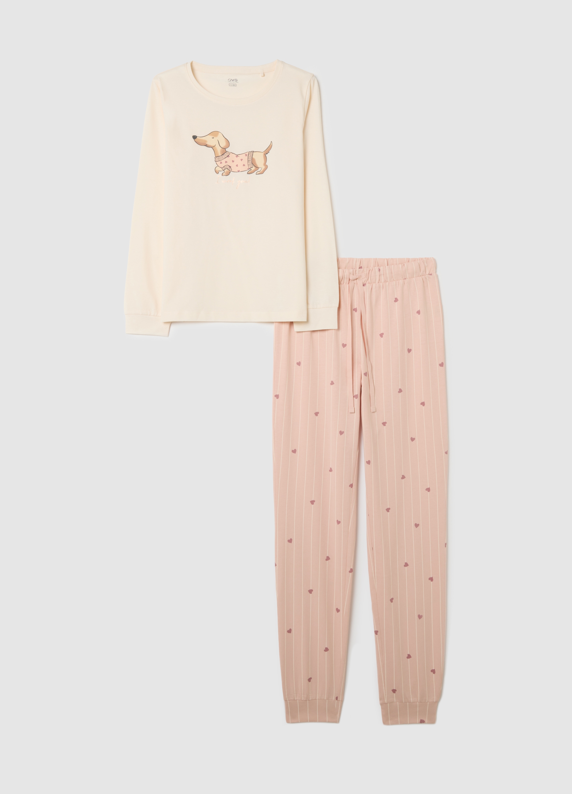 Pijama Multicolor De Algodón Puro Ajuste Regular, Mujer, Blanco/rosa, Talla: S