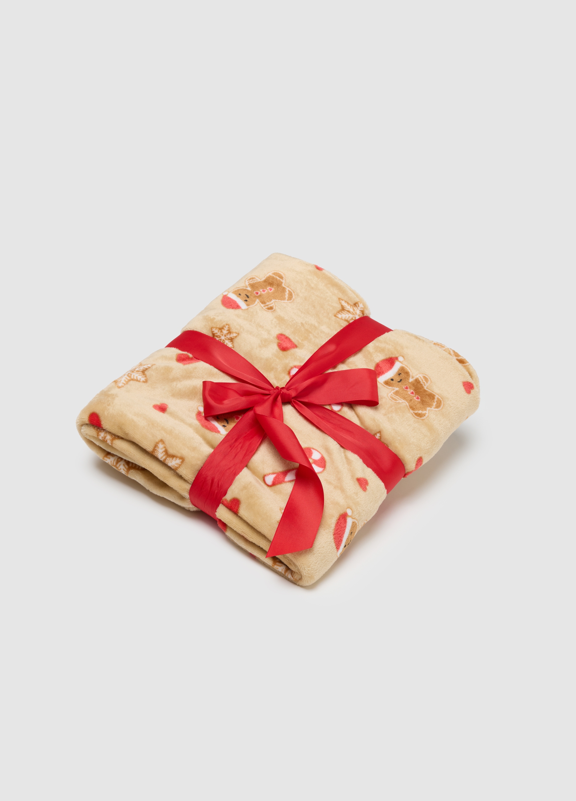 Manta Beige Roja Con Estampados, Mujer, Beige/Rojo, Talla: FASUL