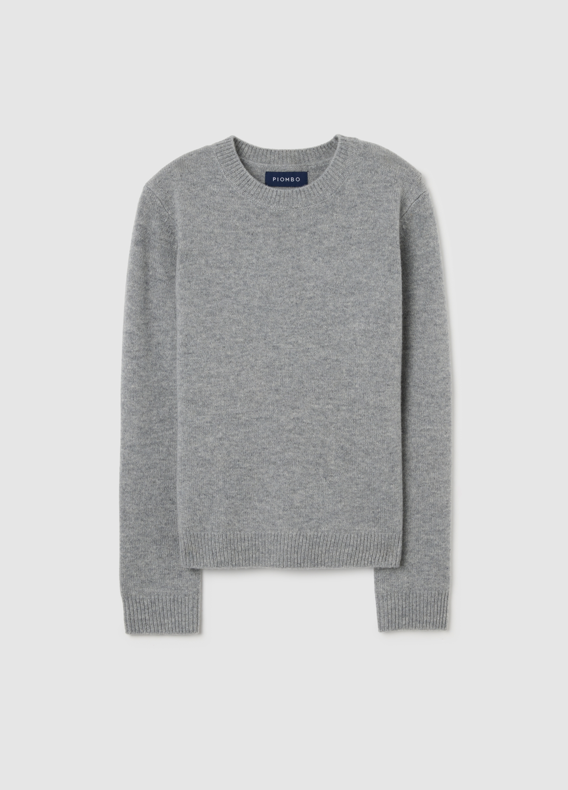 PIOMBO, Suéter Gris De Mezcla De Lana Y Cachemira En Ajuste Regular, Mujer, Gris jaspeado, Talla: 38