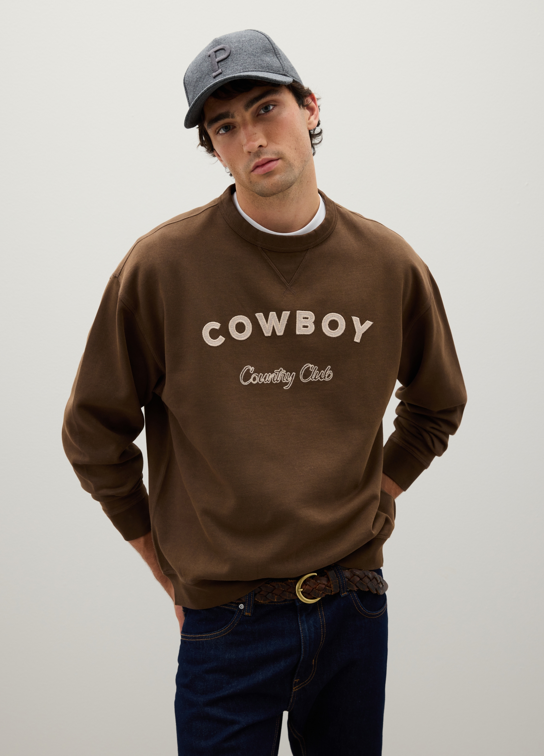 OVS, Sudadera De Algodón Puro Marrón Regular Fit, Hombre, Marrón, Talla: XXL