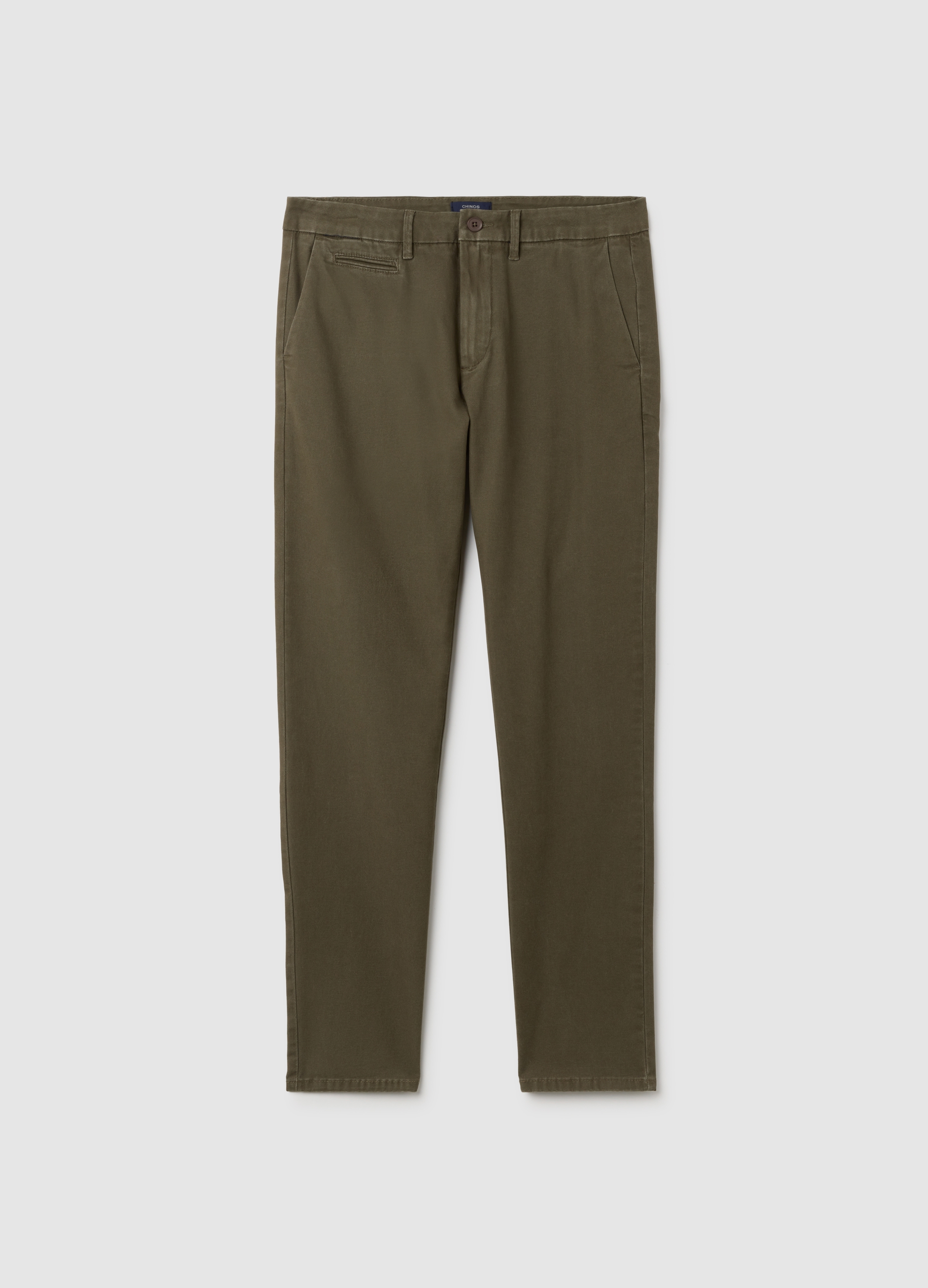 OVS, Pantalones Chinos Verdes De Corte Slim En Algodón, Hombre, Verde claro, Talla: 46