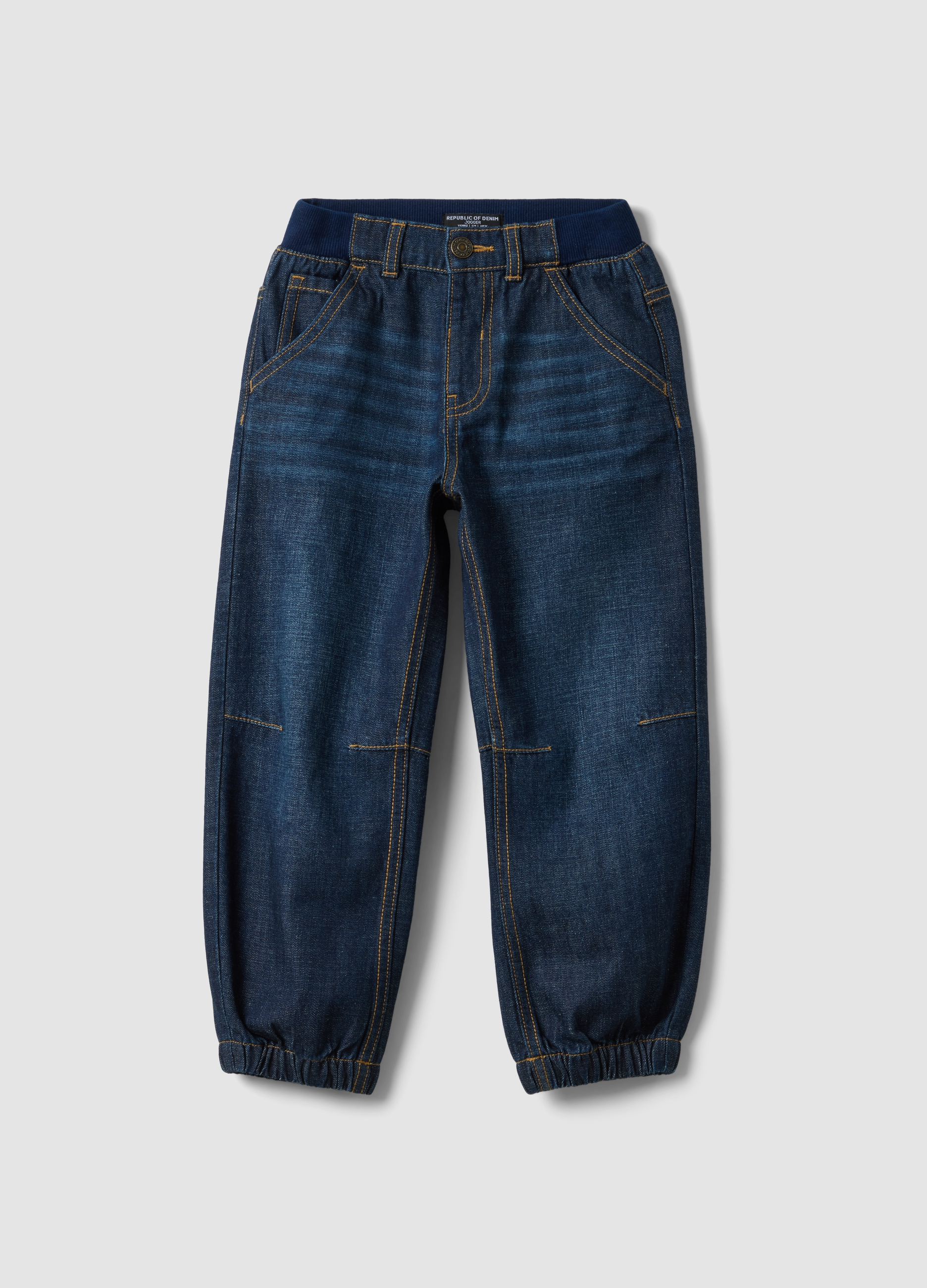 REPUBLIC OF DENIM, Jogger Denim Blu In Misto Cotone E Viscosa Con Vita Elasticizzata Relaxed Fit, Bambino, Blu, Taglia: 5-6
