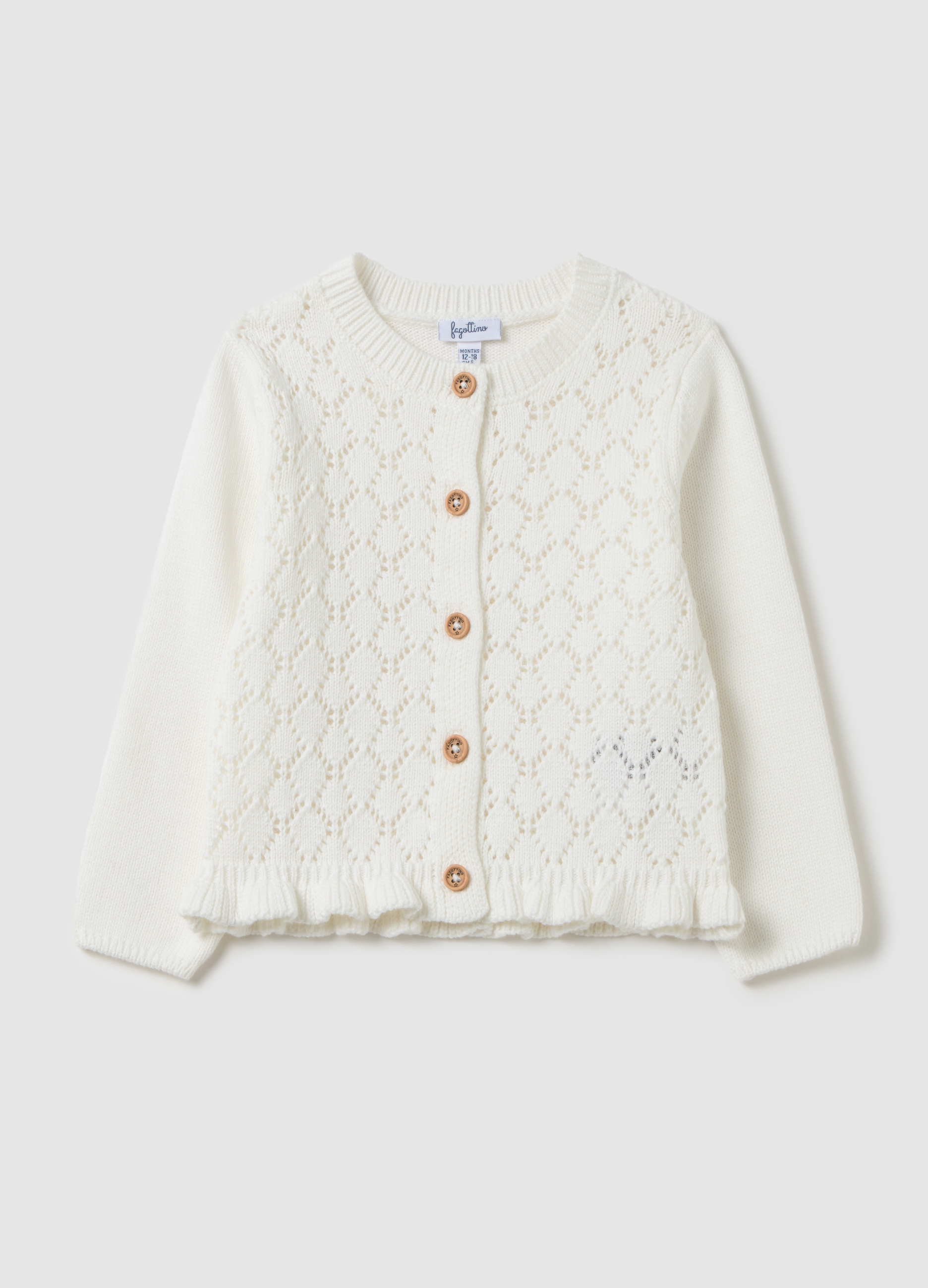 OVS, Girls-cardigan Aus Reinem Weißen Baumwolle, Mädchen, Milchweiß, Größe: 9-12