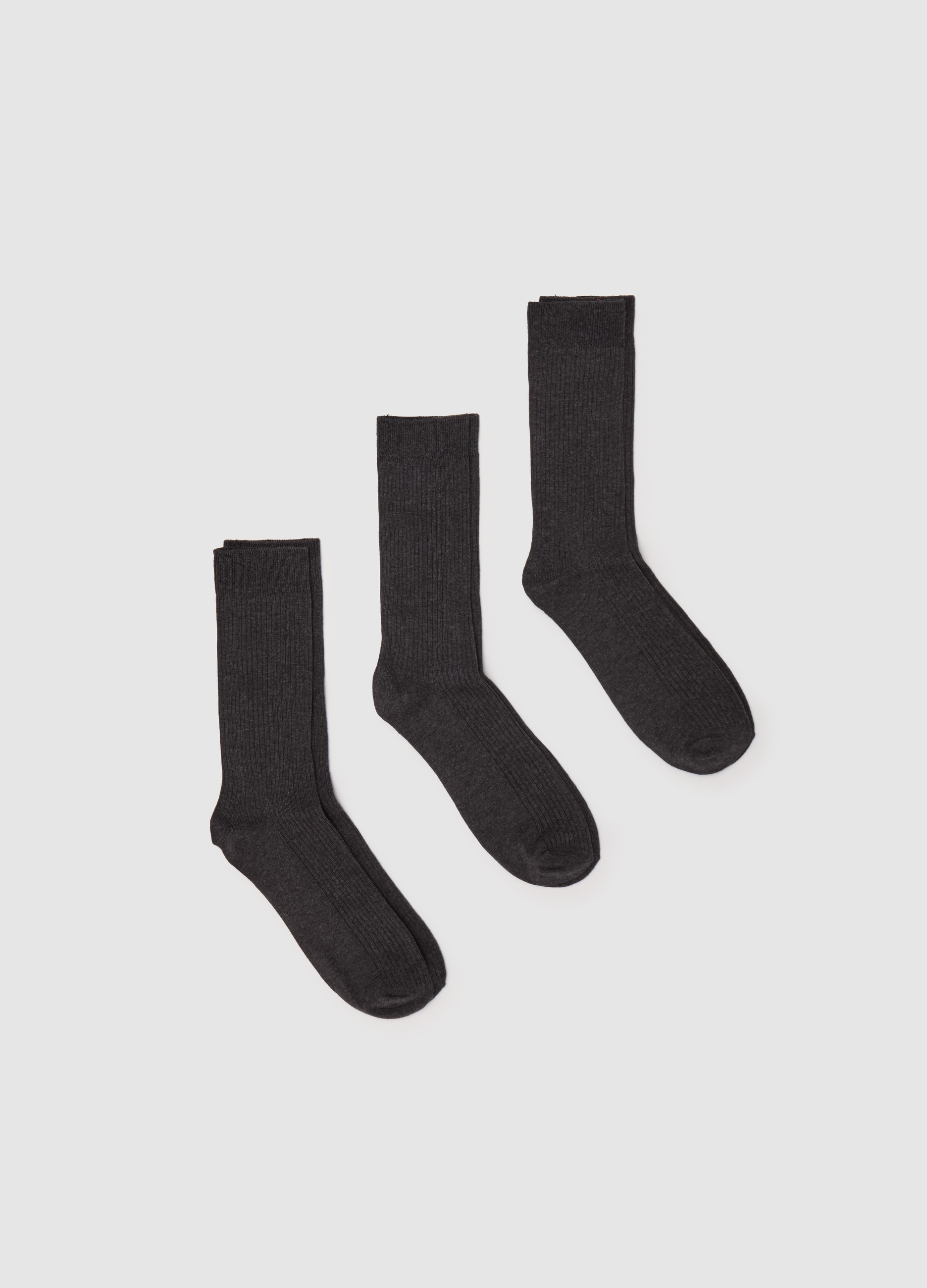 OVS , Tripack Calze Midi A Costine, Uomo, Grigio, Taglia: 38-42