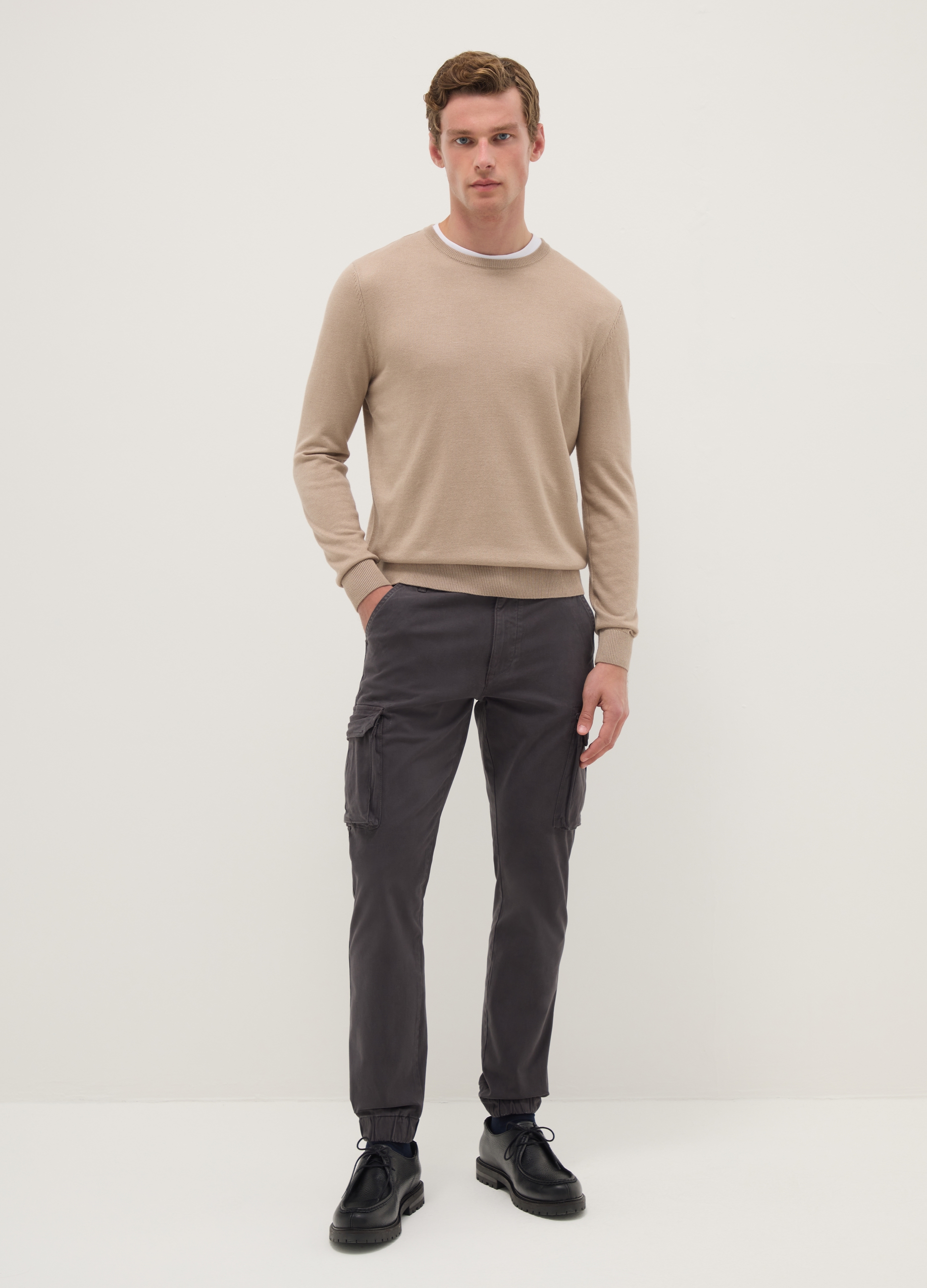 OVS, Pantaloni Cargo Grigi In Cotone Elasticizzato Slim Fit, Uomo, Grigio, Taglia: 44