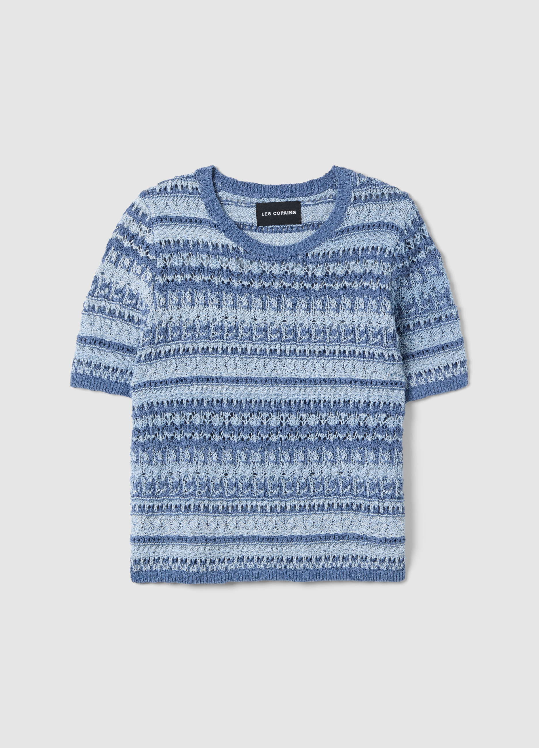 LES COPAINS, Jersey Azul De Mezcla De Algodón De Ajuste Regular Con Diseño De Punto, Mujer, Azul jaspeado, Talla: 38