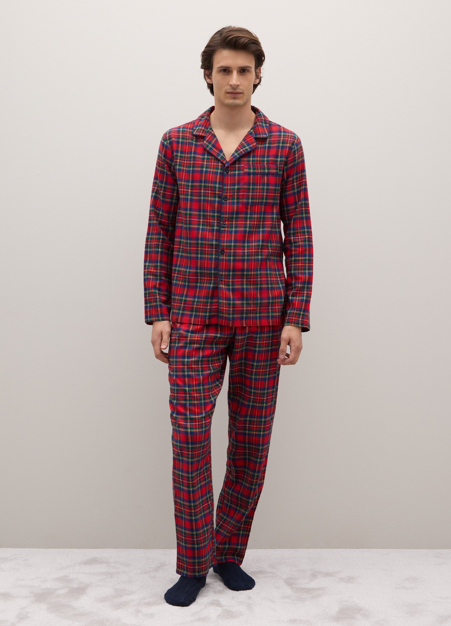 PIOMBO, Pigiama In Puro Cotone Multicolor Regular Fit A Quadri, Hombre, Rojo/Azul, Talla: M