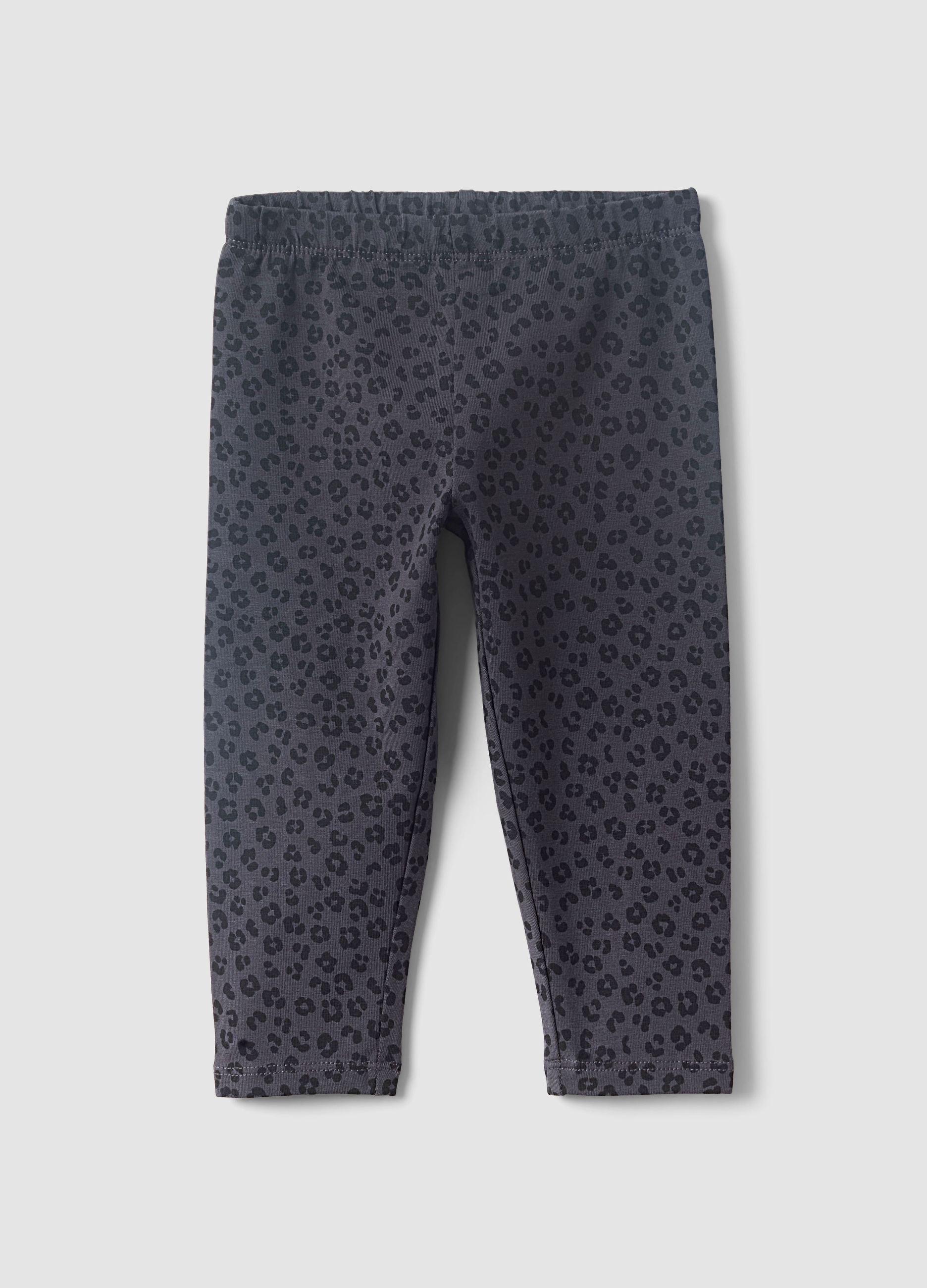FAGOTTINO, Leggings Neri In Misto Cotone Organico Con Fantasia Animalier Per Bimba, Bambina, Nero, Taglia: 30-36