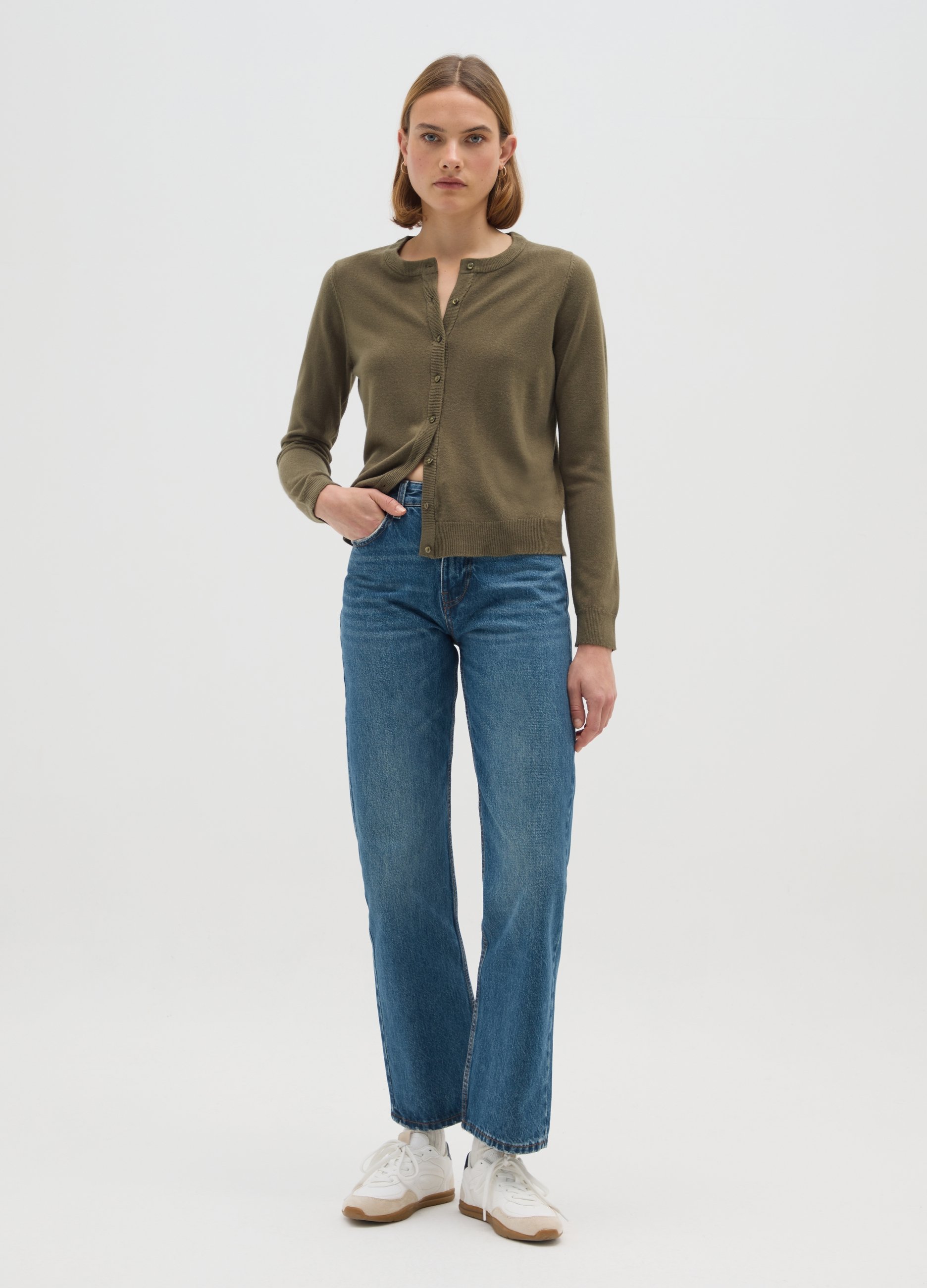 OVS, Cardigan Verde Regular Fit Con Bottoni, Donna, Verde, Taglia: S