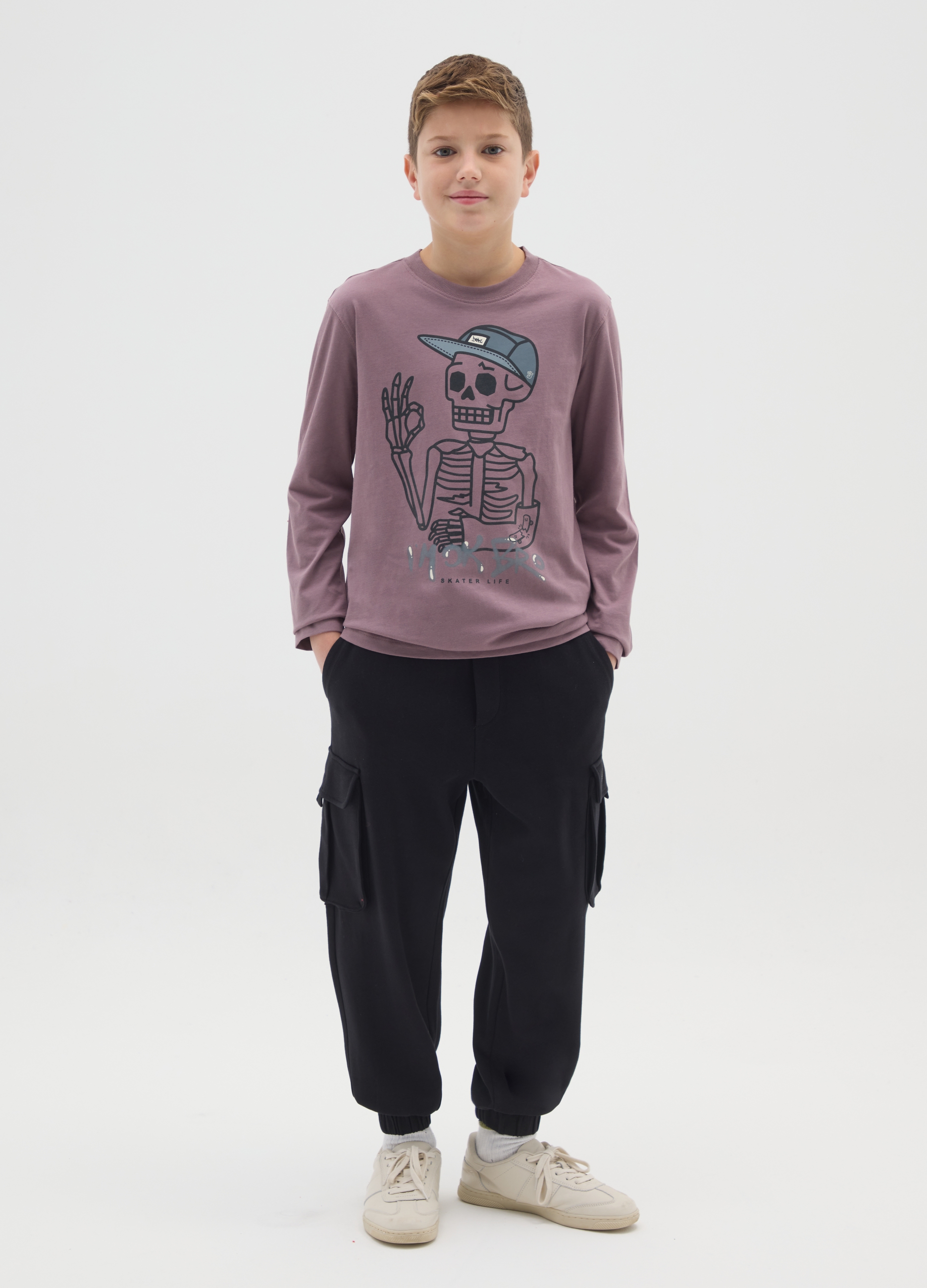 OVS KIDS, Jogger Da Ragazzo In Puro Cotone Nero Regular Fit, Bambino, Nero, Taglia: 10-11