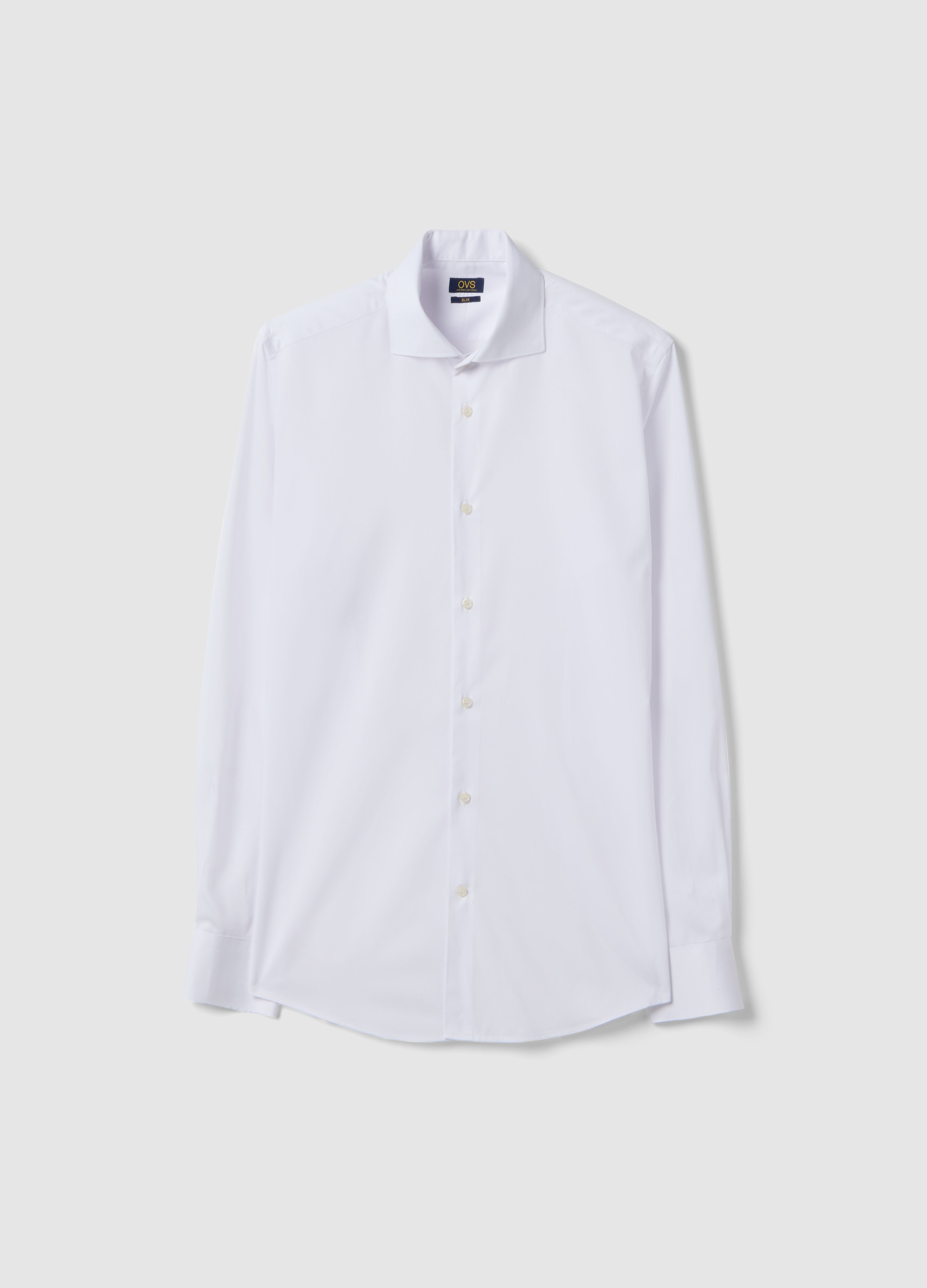 OVS, Camicia Bianca Slim Fit Con Collo Alla Francese, Uomo, Bianco, Taglia: 40