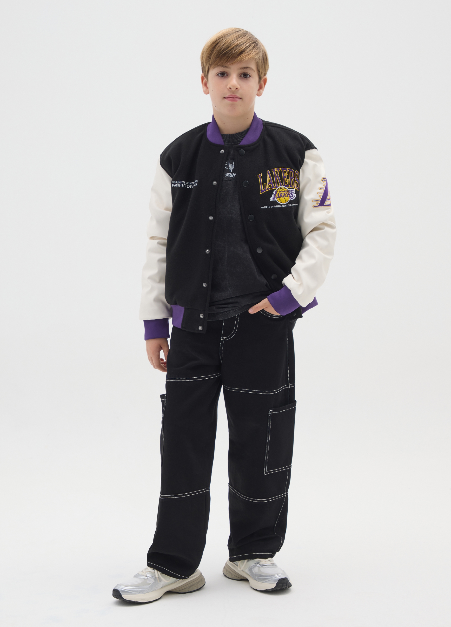 REPUBLIC OF DENIM, Jeans Cargo Neri Da Ragazzo In Puro Cotone Skater Fit, Bambino, Nero, Taglia: 11-12