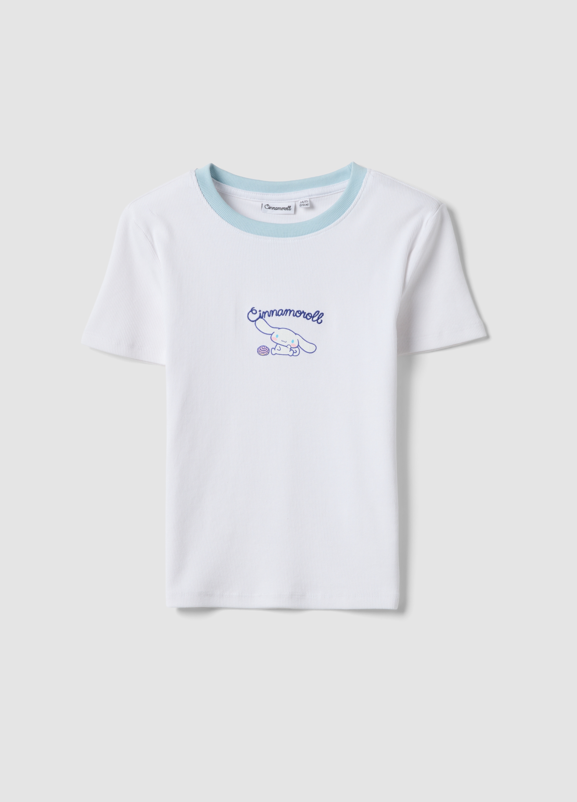 OVS KIDS, Camiseta Blanca Ajustada De Algodón Elástico Para Niña Con Bordado, Niña, Blanco óptico, Talla: 14-15