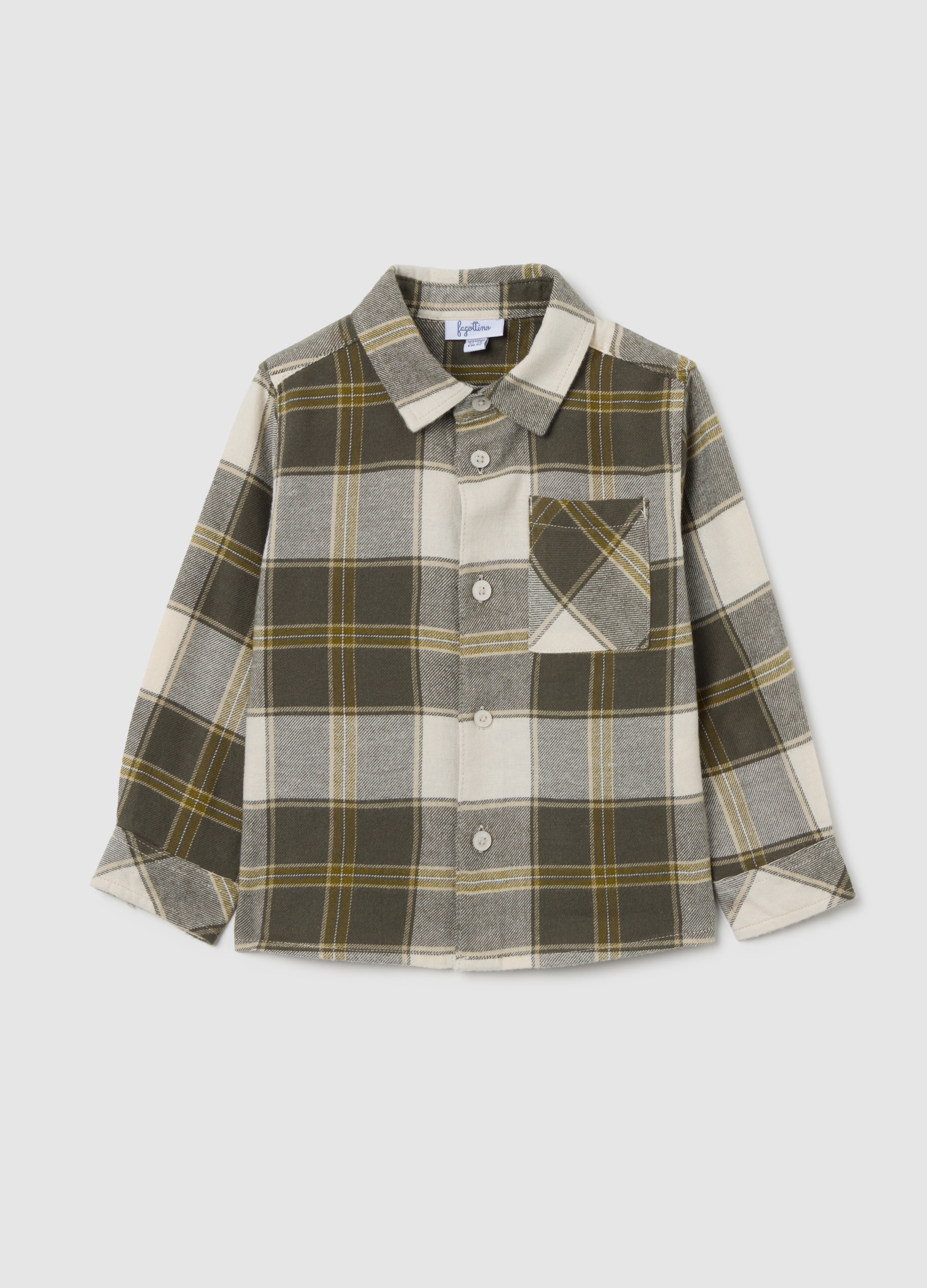 Camisa Infantil Multicolor De Algodón Puro, Ajuste Regular, Niño, Green/White, Talla: 12-18