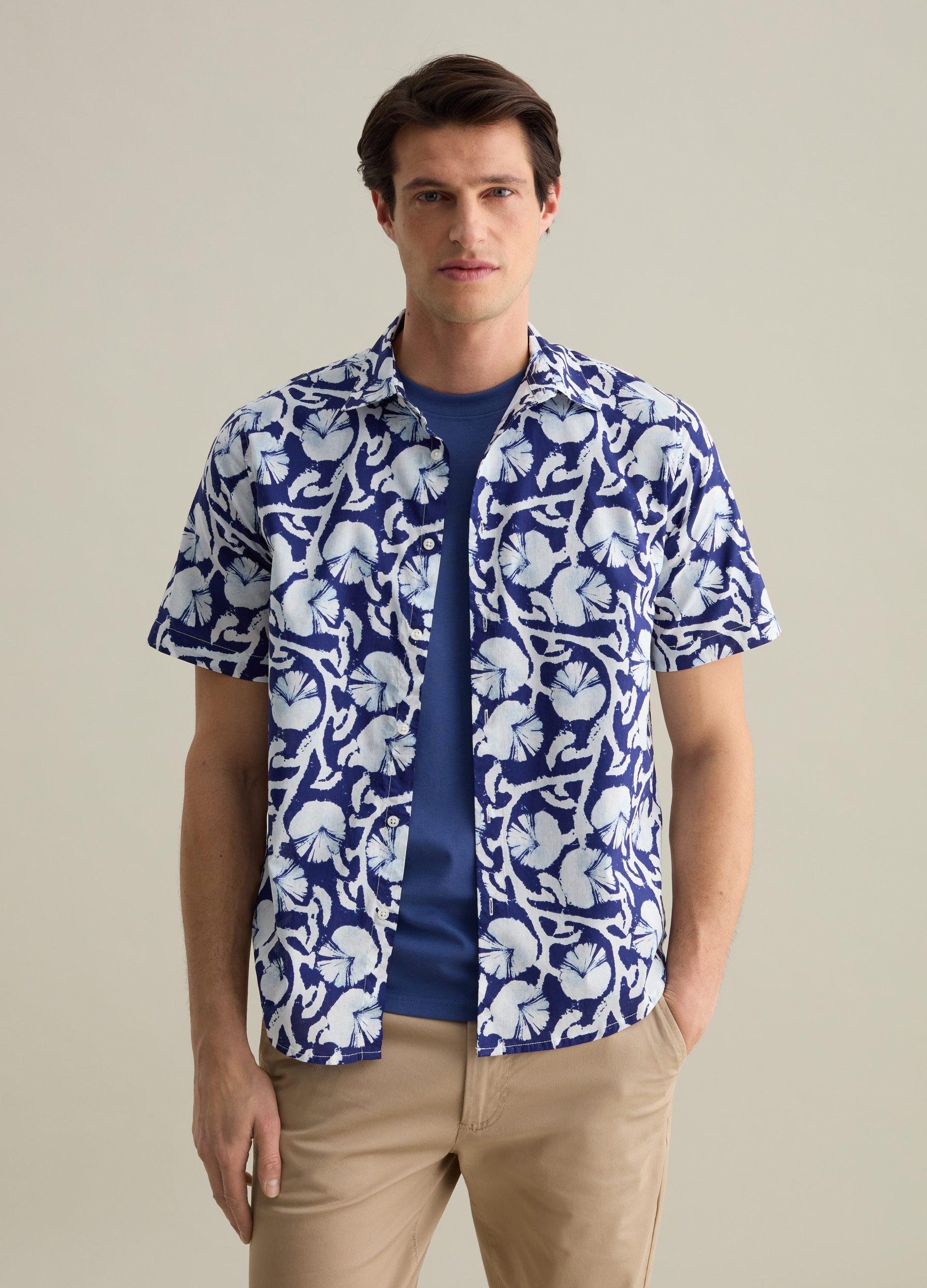 PIOMBO, Camicia A Maniche Corte Con Stampa, Uomo, Multicolor, Taglia: S