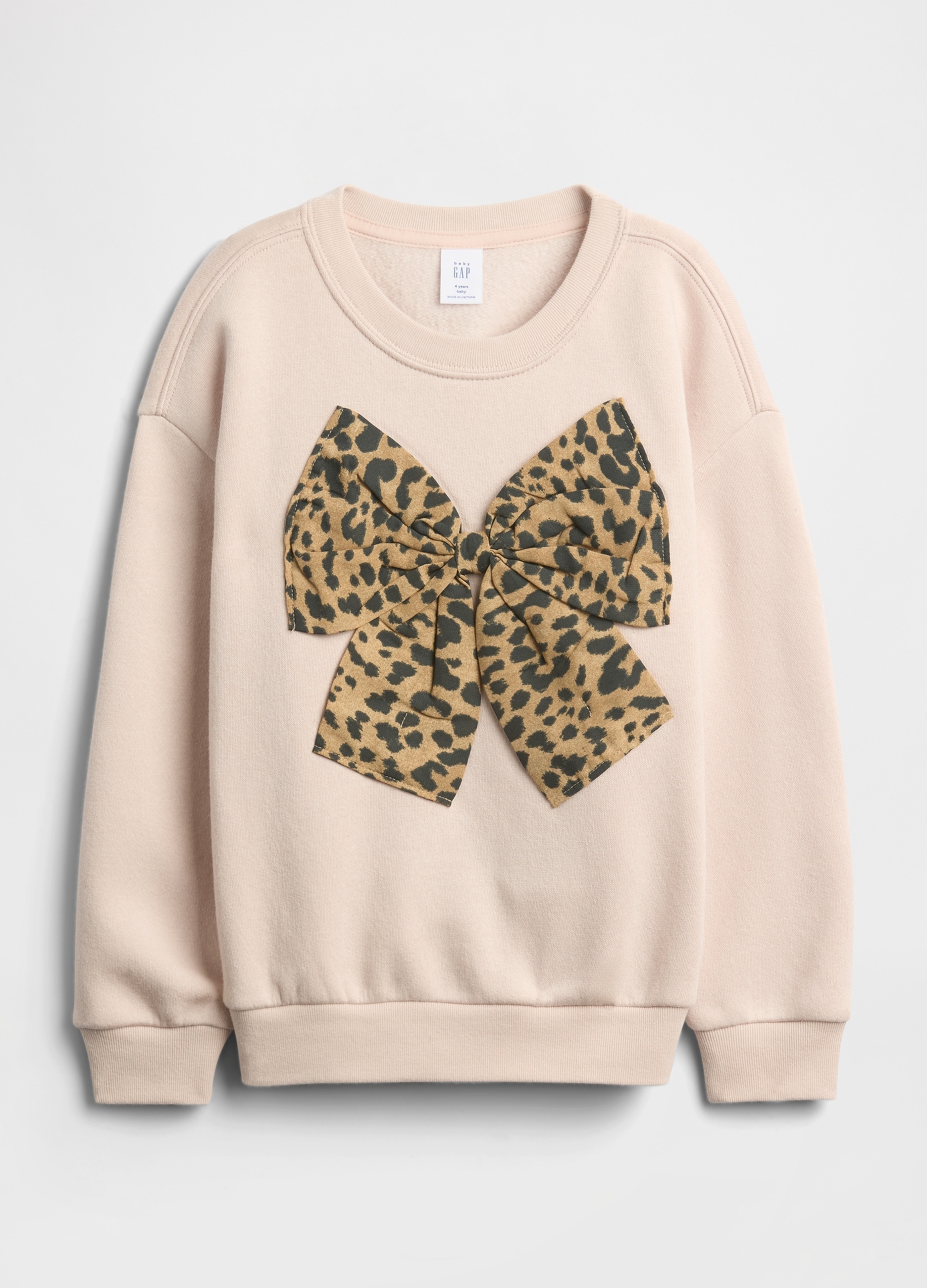 GAP KIDS, Felpa Con Fiocco Leopardato, Unisex, Beige, Taglia: 18-24M/79-84