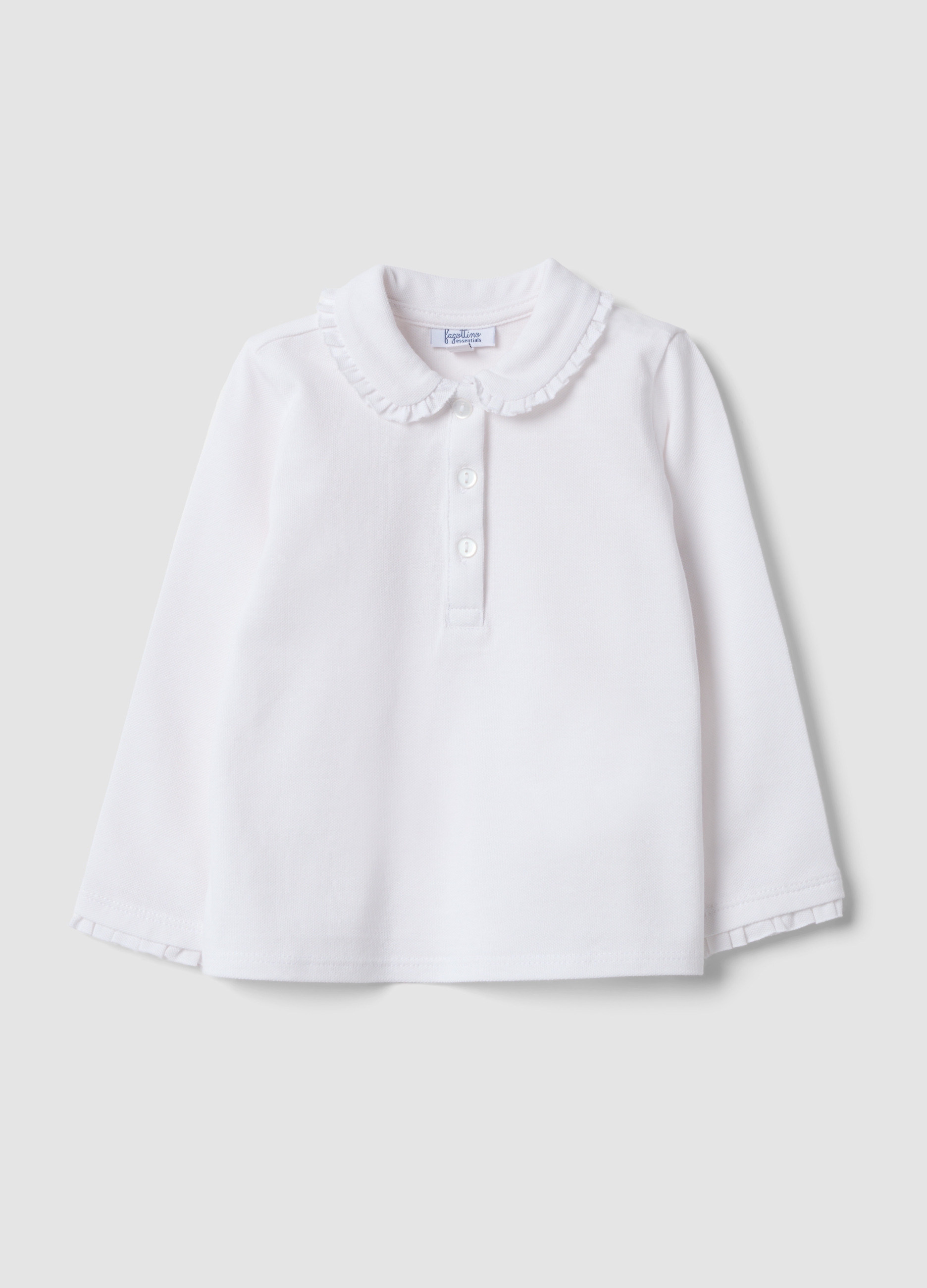 FAGOTTINO, Polo Bianca In Puro Cotone Organico A Maniche Lunghe Regular Fit Per Bimba, Bambina, Bianco, Taglia: 12-18