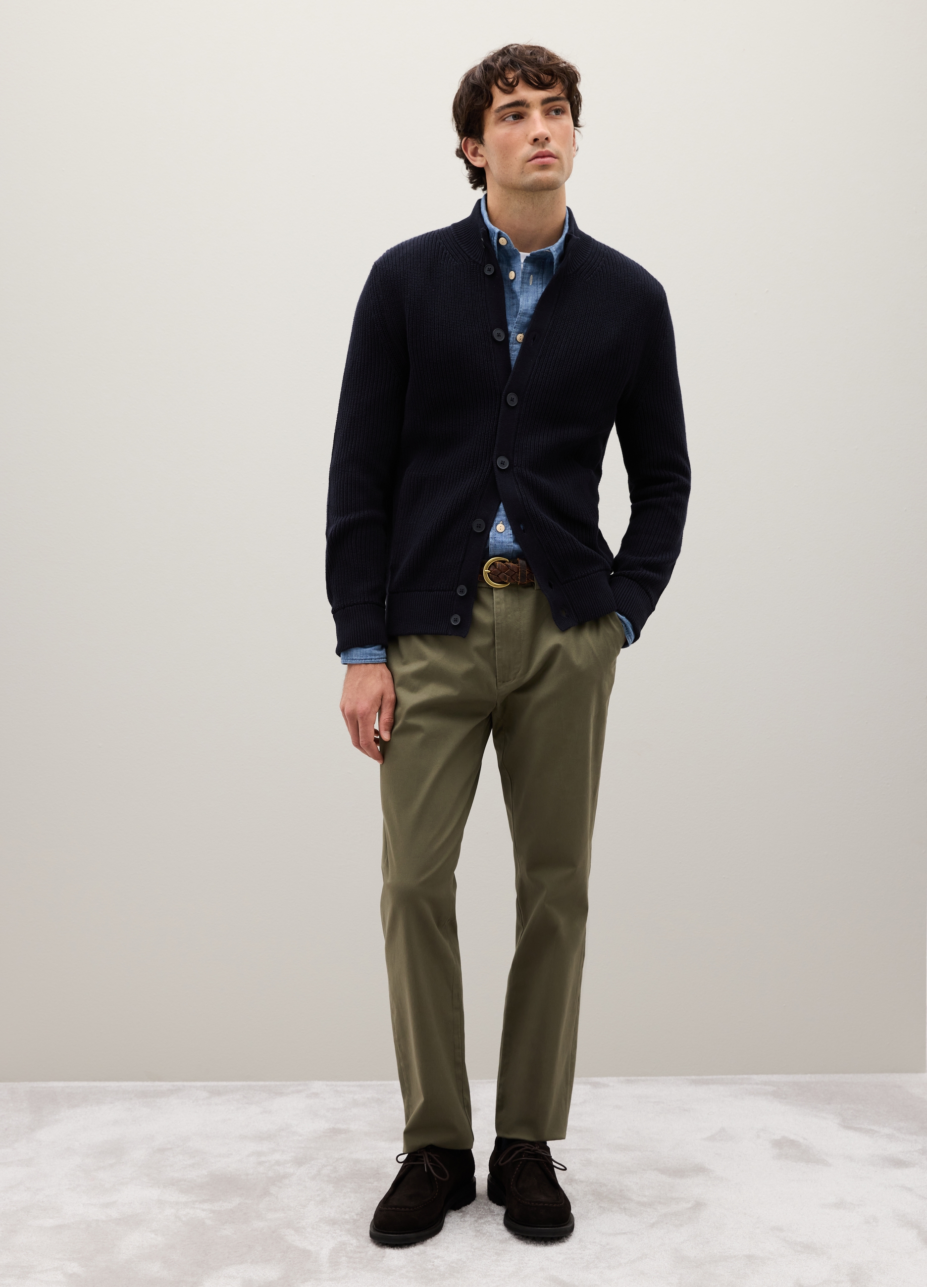 OVS, Pantalones Verdes En Algodón Elástico, Ajuste Regular, Hombre, Verde oscuro, Talla: 46