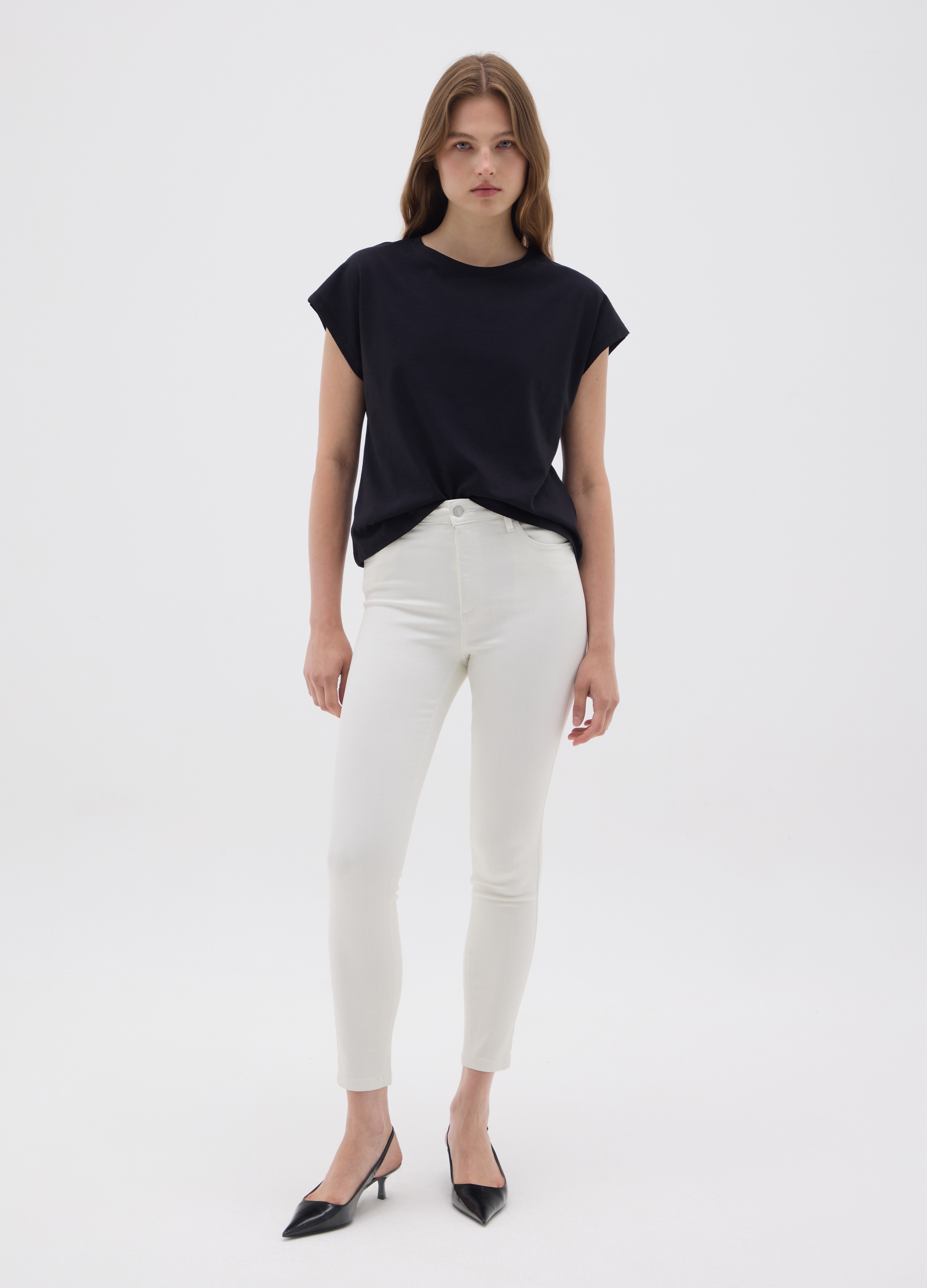 OVS, Damen-jeans In Weißem Denim Im Skinny-fit, Frau, Reinweiß, Größe: 34