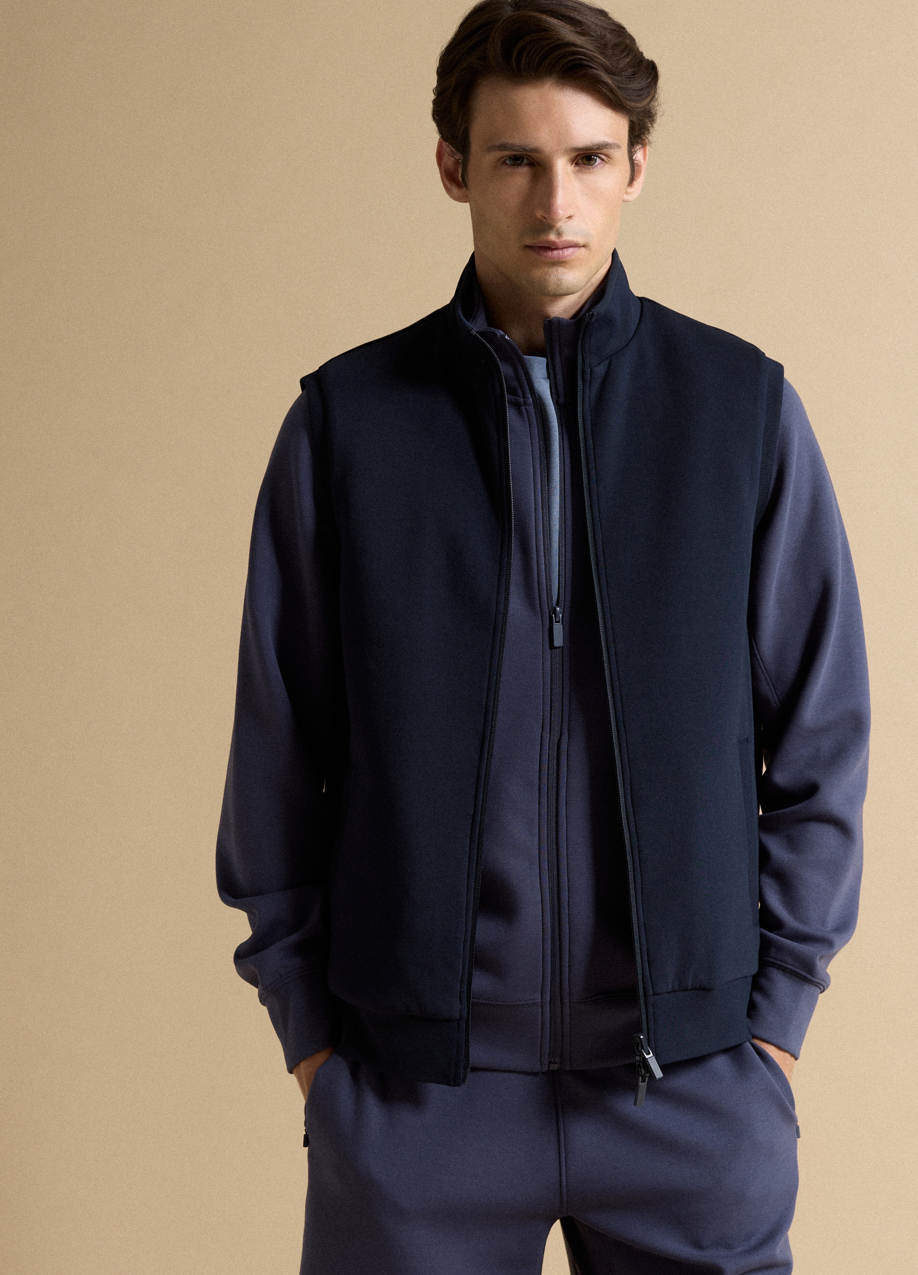 Piombo Tech, Gilet Reversibile Blu In Cotone Elasticizzato Con Colletto Regular Fit, Uomo, Blu, Taglia: S