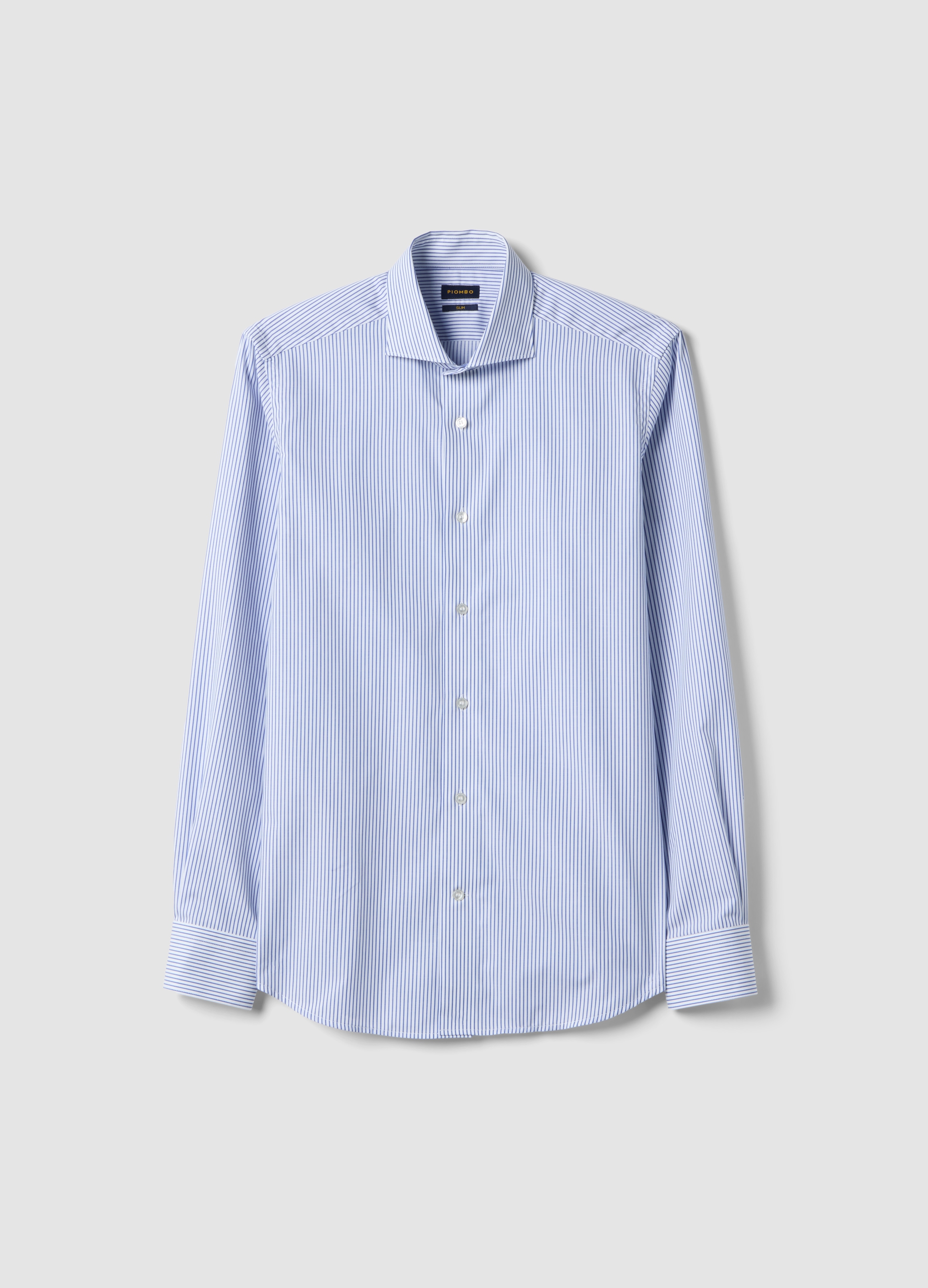 PIOMBO, Camisa Ajustada De Algodón Puro Con Rayas Blancas Y Azules, Hombre, Blanco/azul, Talla: 41