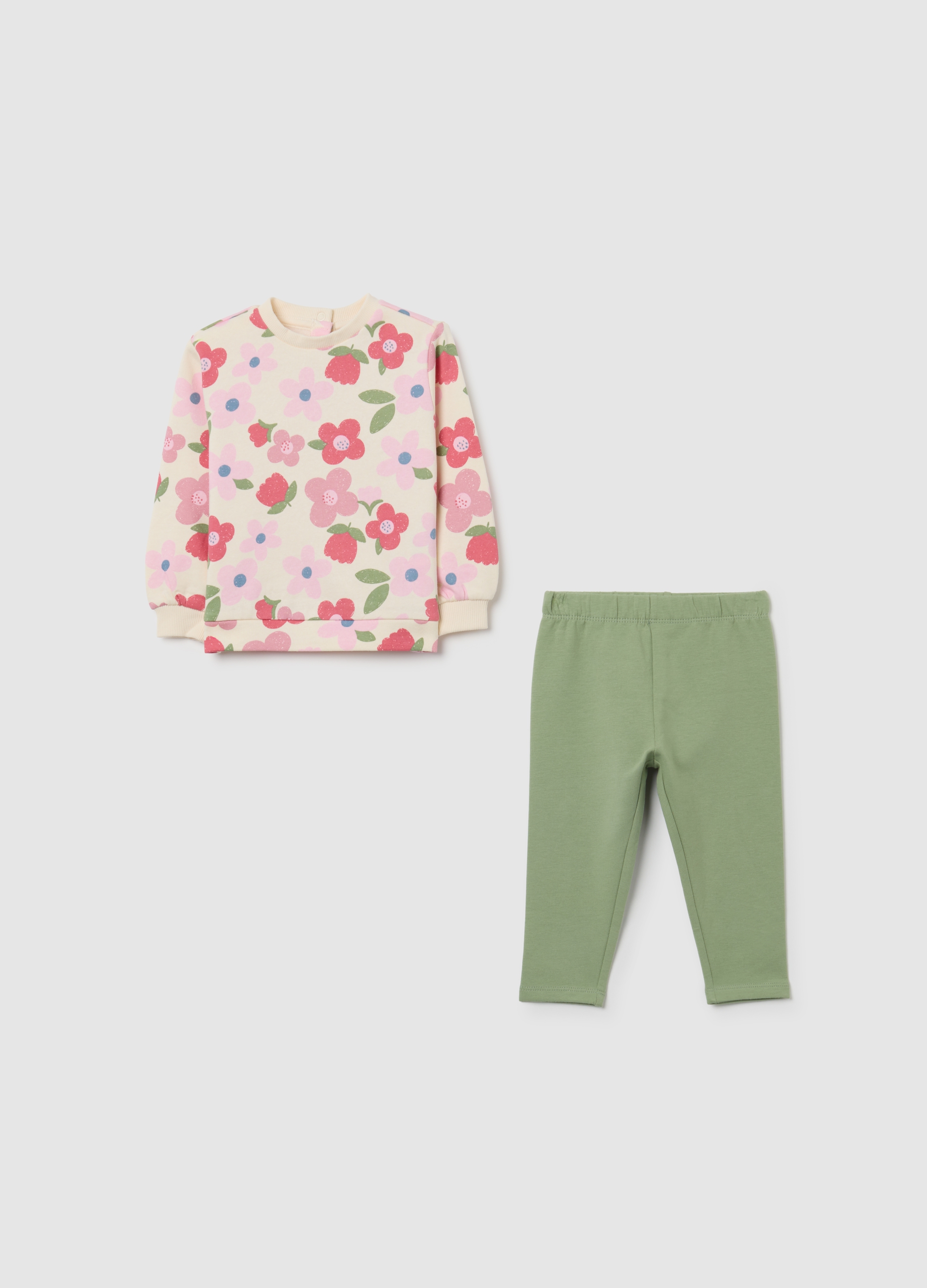 FAGOTTINO, Conjunto De Sudadera Y Leggings Multicolor Para Niñas, Niña, Green/Pink, Talla: 30-36