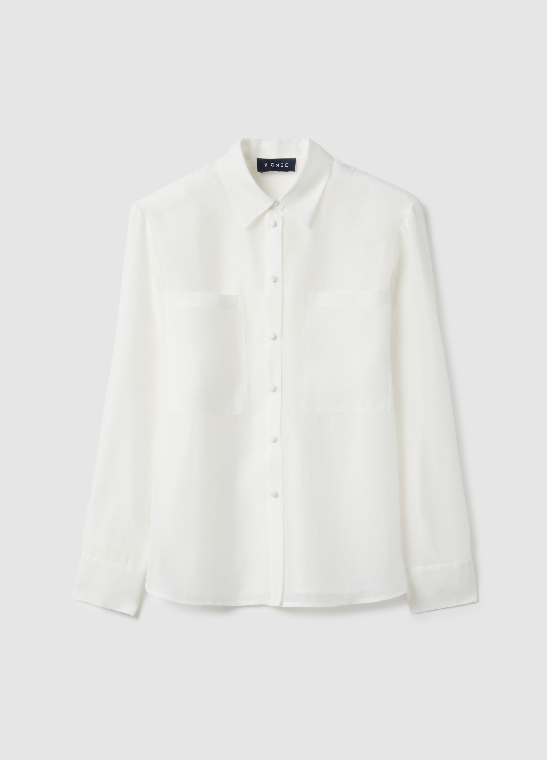 Piombo Contemporary, Camisa Blanca De Ajuste Oversize En Mezcla De Lyocell, Mujer, Blanco óptico, Talla: 38
