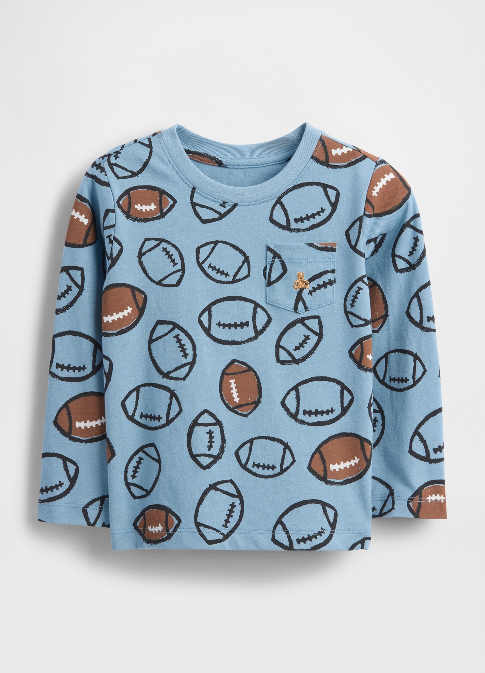 GAP KIDS, T-shirt A Maniche Lunghe In Cotone Con Stampa, Unisex, Azzurro, Taglia: 18-24M/79-84