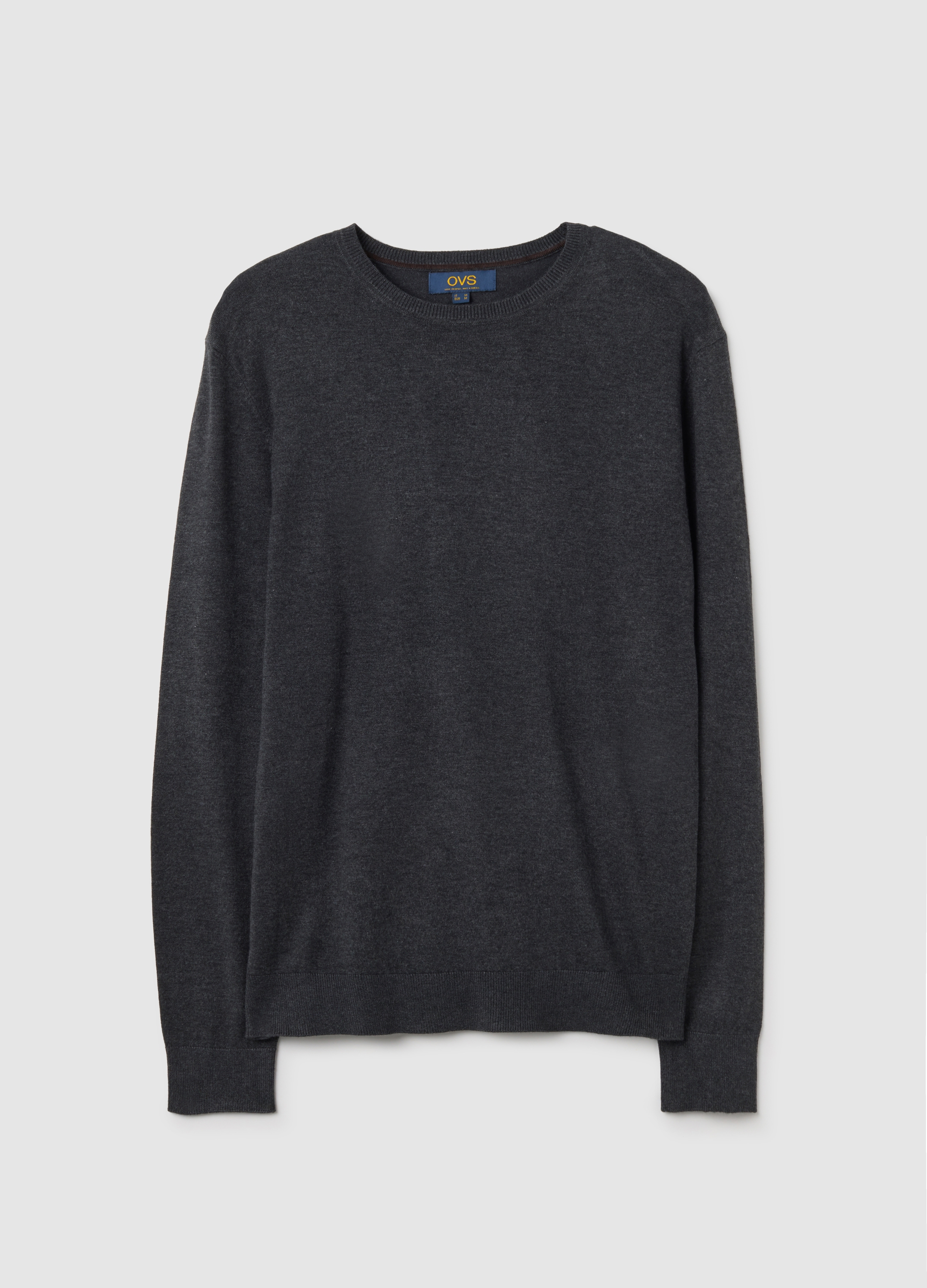 Suéter Gris De Mezcla De Viscosa Ajuste Regular, Hombre, Gris oscuro, Talla: M