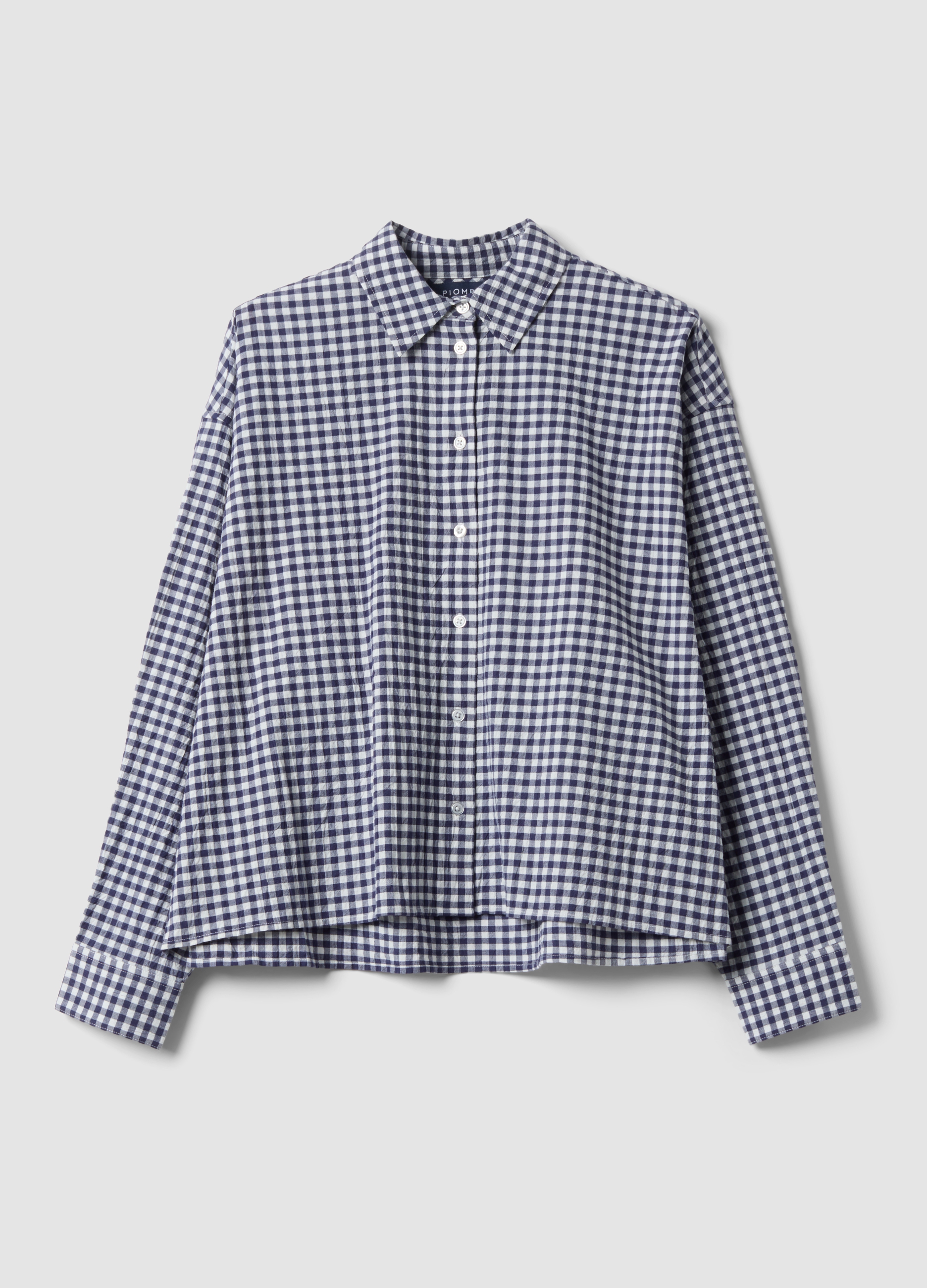 Piombo Contemporary, Camicia Blu A Quadri In Cotone Elasticizzato Regular Fit, Donna, Bianco, Taglia: XS