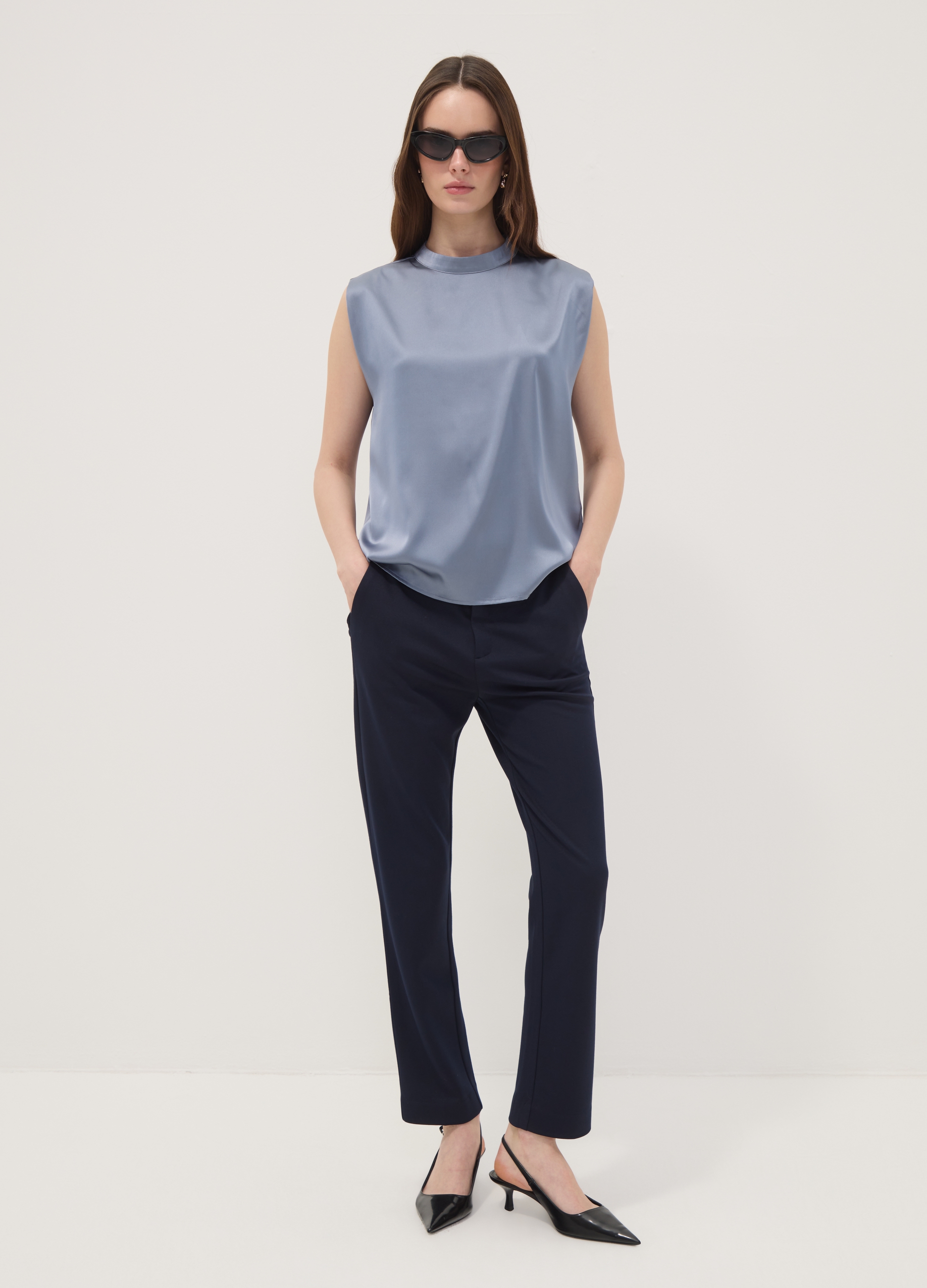 OVS, Pantaloni Blu In Viscosa Elasticizzato, Donna, Blu, Taglia: S