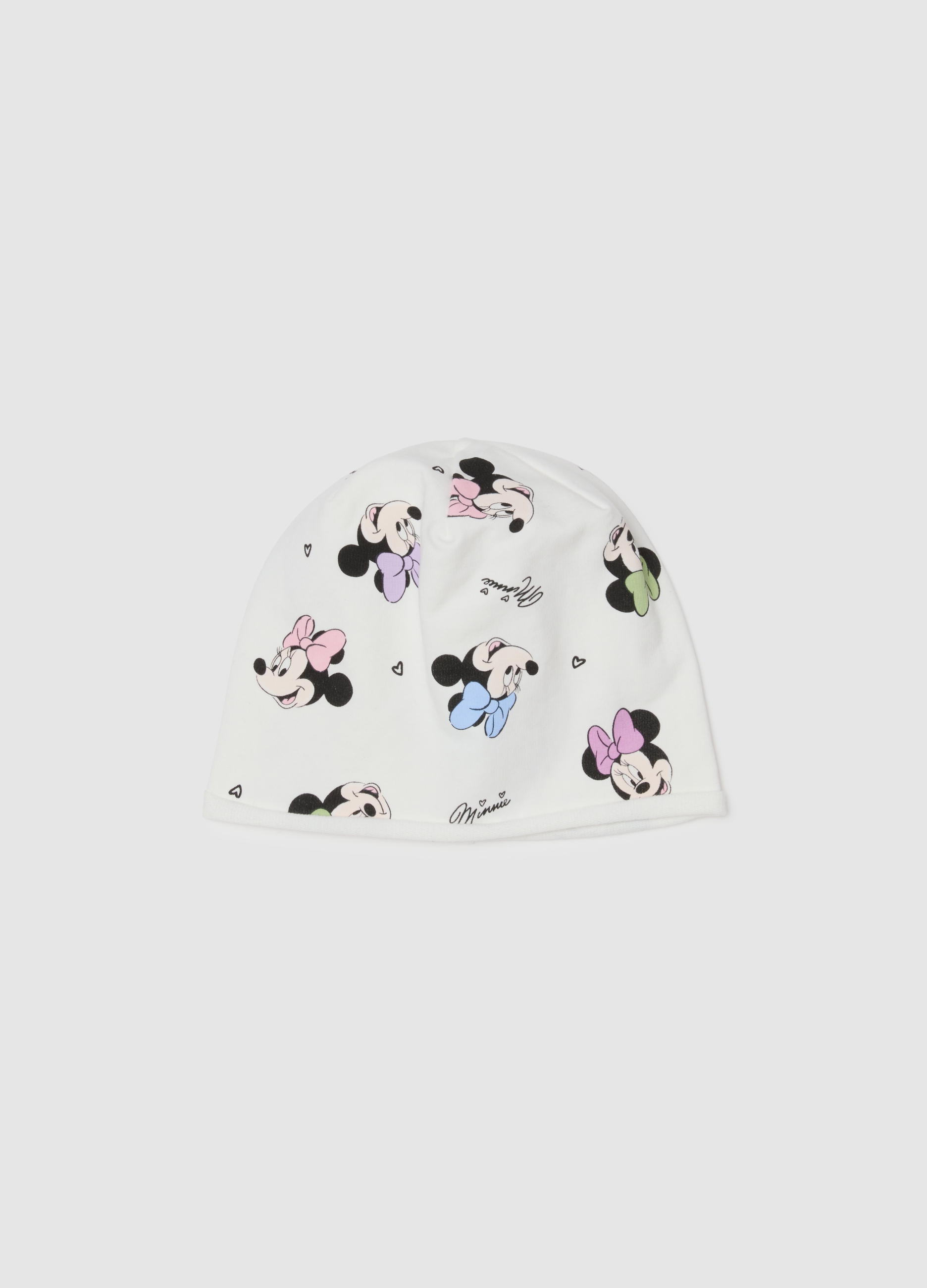FAGOTTINO, Cappello Beanie Bianco Da Bimba In Misto Cotone Con Stampe Disney, Bambina, Bianco, Taglia: 42-44