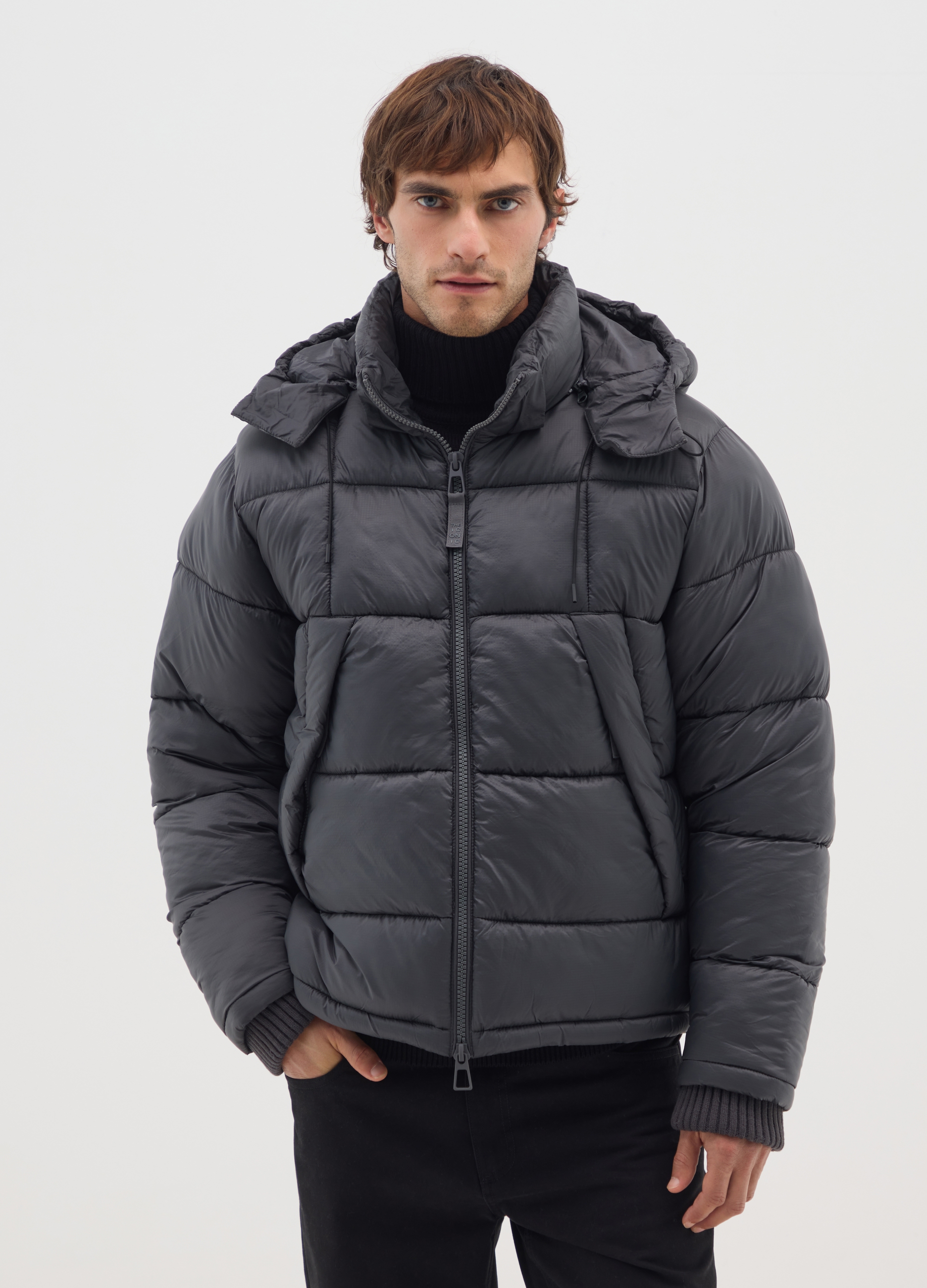 OVS, Chaqueta Puffer Iconic Gris Oscuro Con Capucha Desmontable, Hombre, Gris oscuro, Talla: XXL