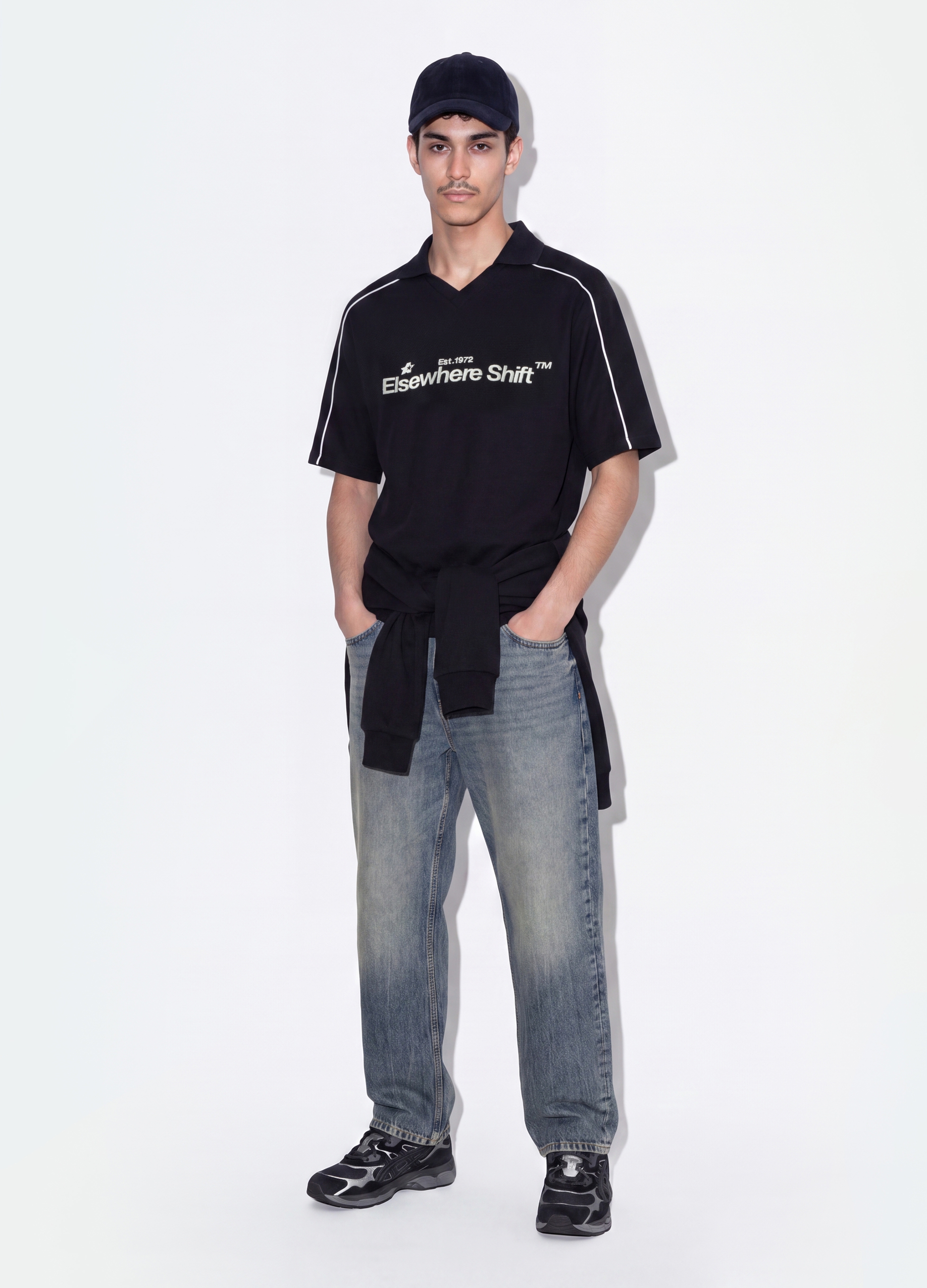 B.ANGEL, Polo Nera In Puro Cotone Over Fit A Maniche Corte Over Fit, Uomo, Nero, Taglia: XL