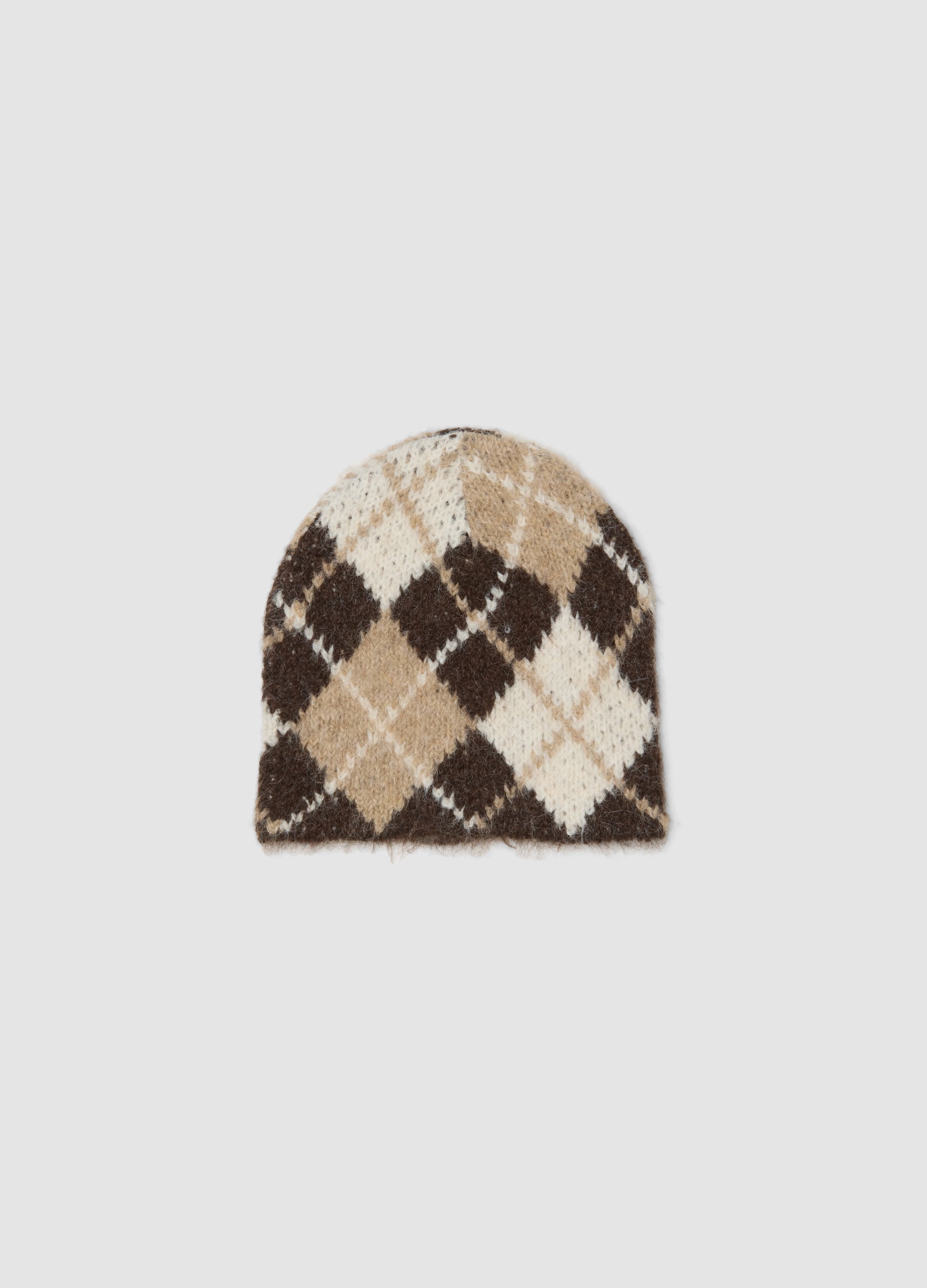 LES COPAINS, Cappello Beige In Lana Elasticizzato A Rombi, Donna, Marrone, Taglia: ONE SIZE