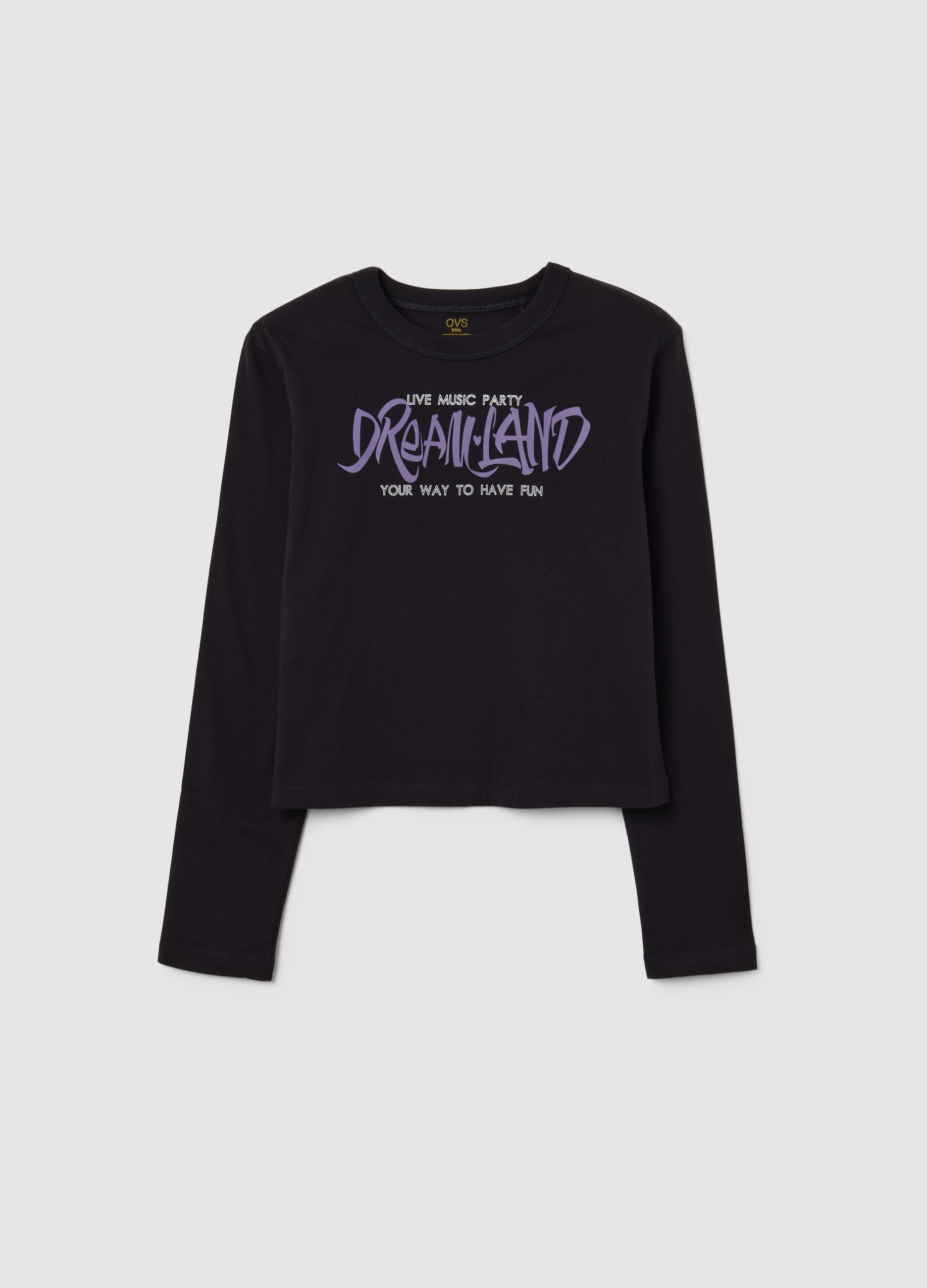 Camiseta Negra De Algodón Puro Para Chicas Corte Regular Con Estampado, Niña, Gunmetal, Talla: 12-13