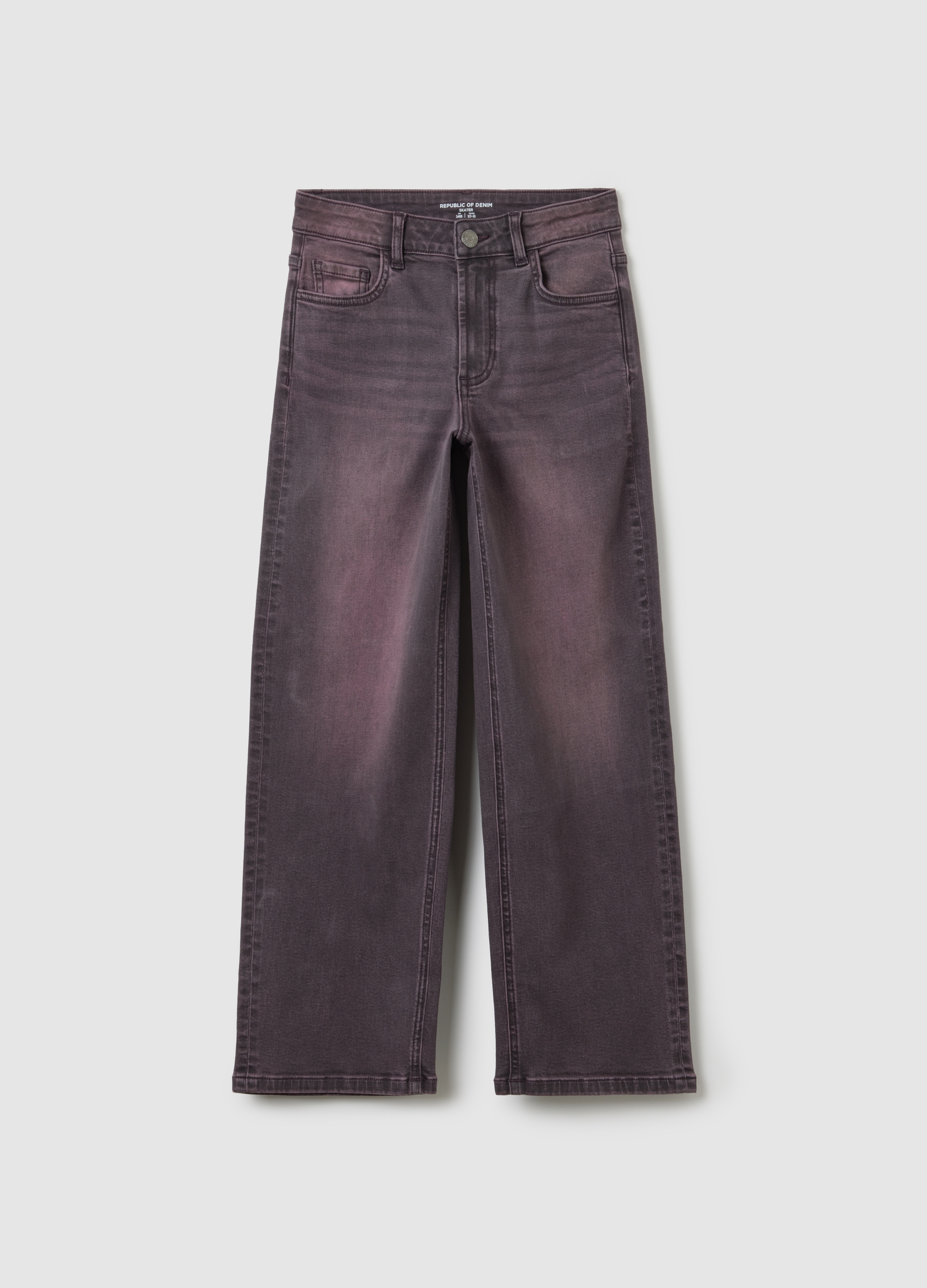 Jeans Skater Da Ragazza In Cotone Elasticizzato Viola, Niña, Morado oscuro, Talla: 11-12