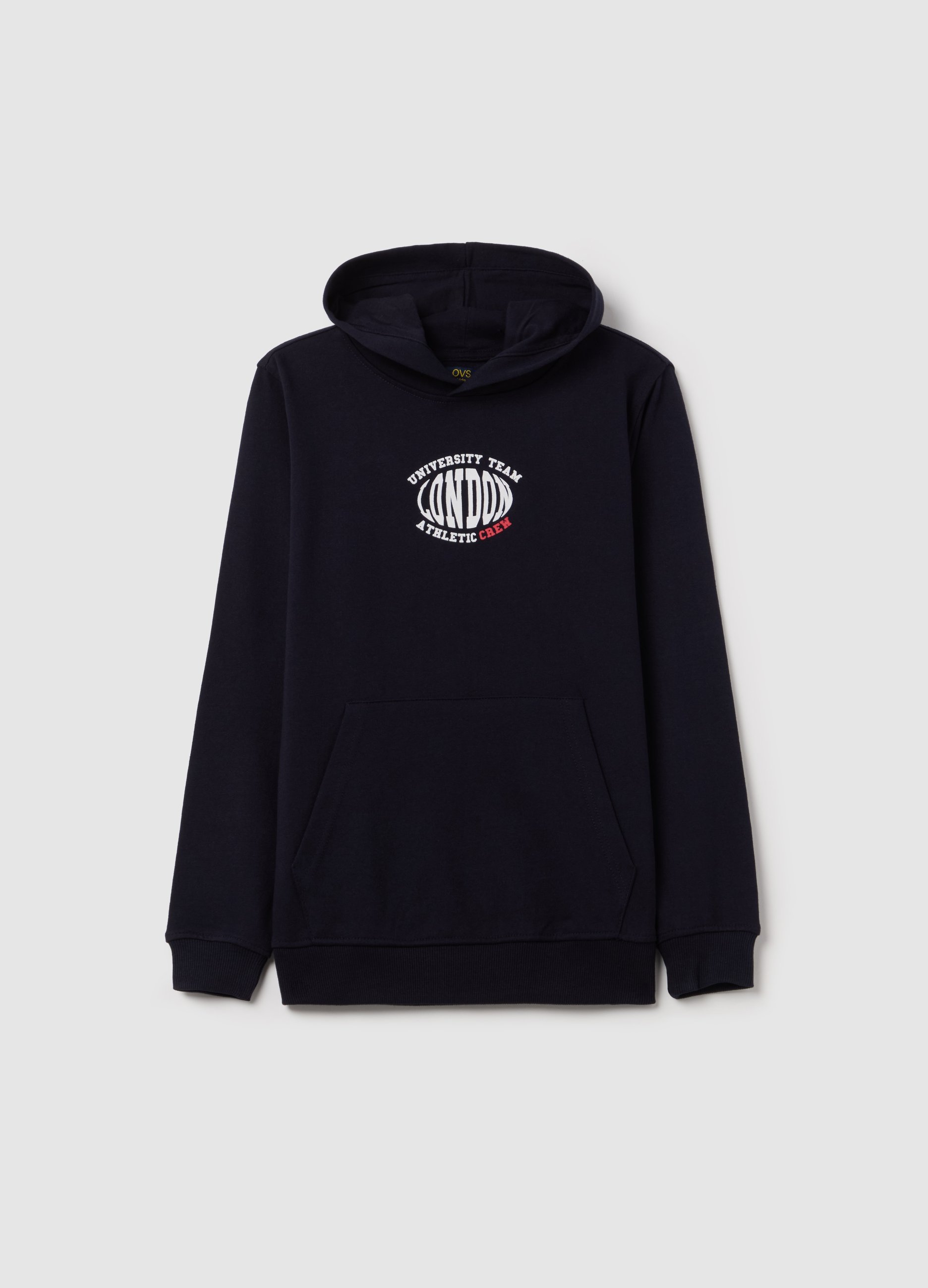 OVS, Felpa Con Cappuccio E Stampa "london University Team", Bambino, Blu, Taglia: 13-14