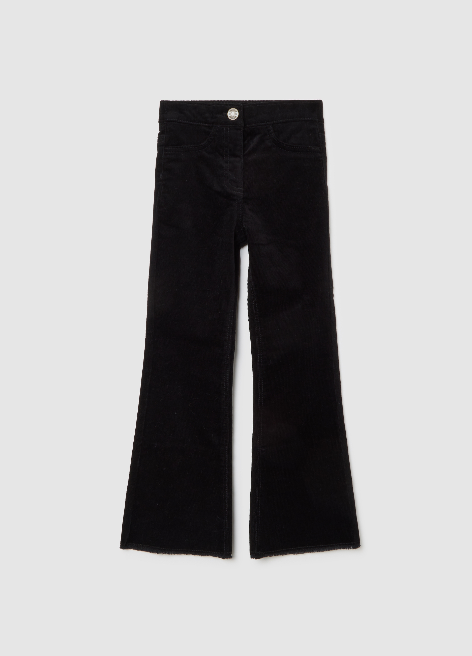 OVS KIDS, Pantalones De Campana Negros En Algodón Elástico, Niña, Negro, Talla: 7-8