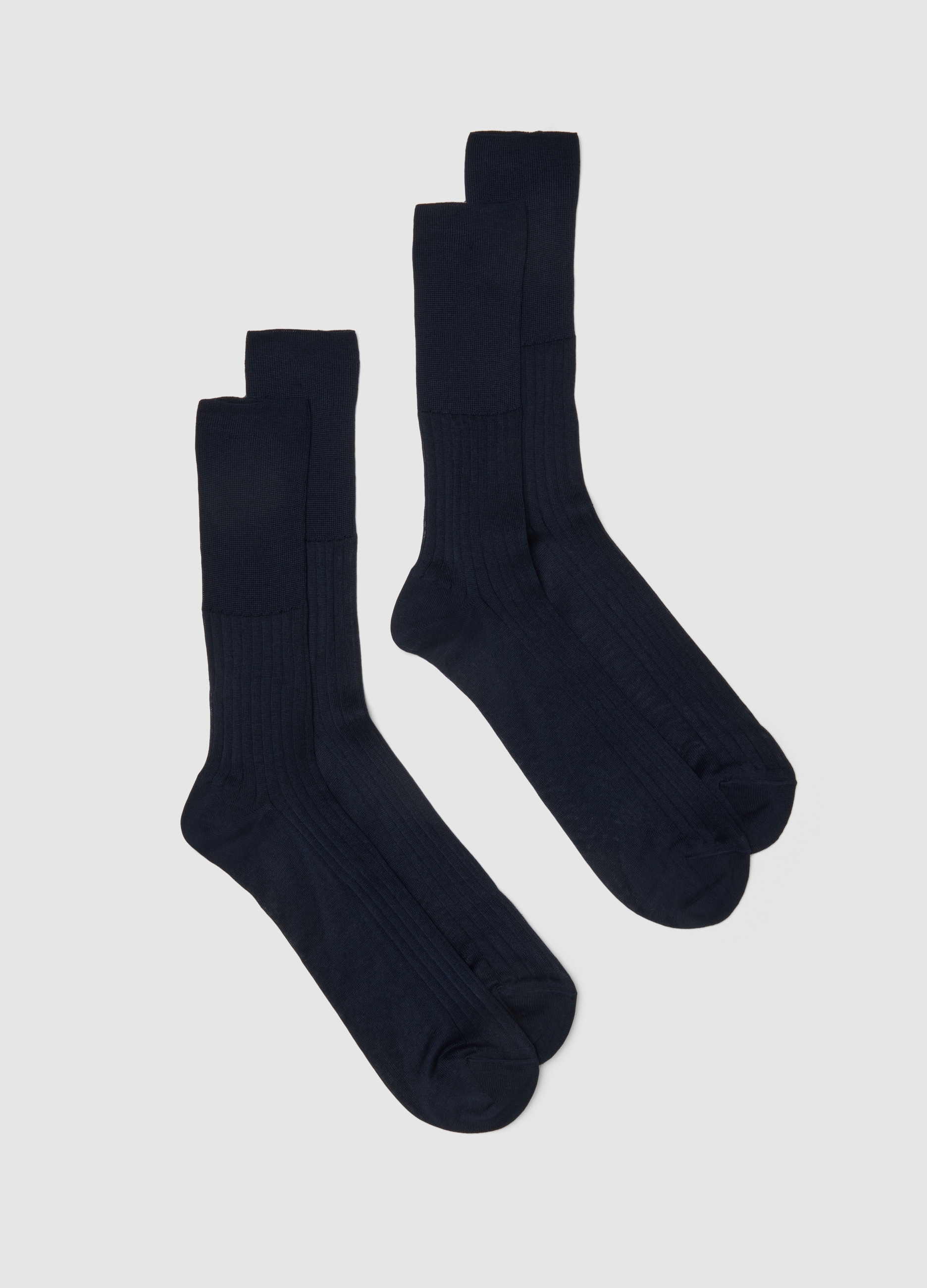 Bipack Calze Lunghe In Puro Cotone Blu, Hombre, Azul oscuro, Talla: 44/46