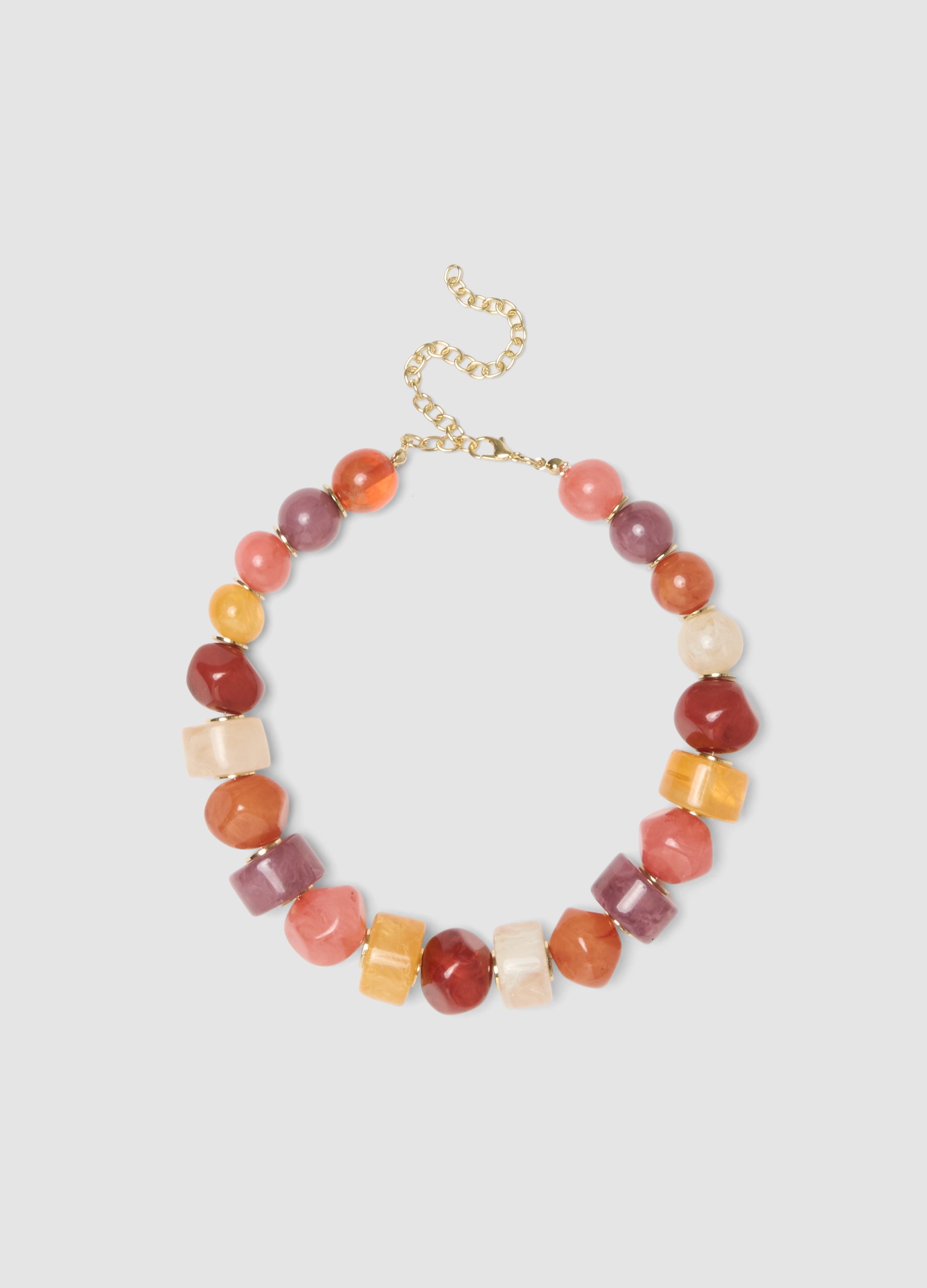 Collar De Perlas Multicolores De Resina Con Cierre Ajustable, Mujer, Rojo/Rosa, Talla: FASUL