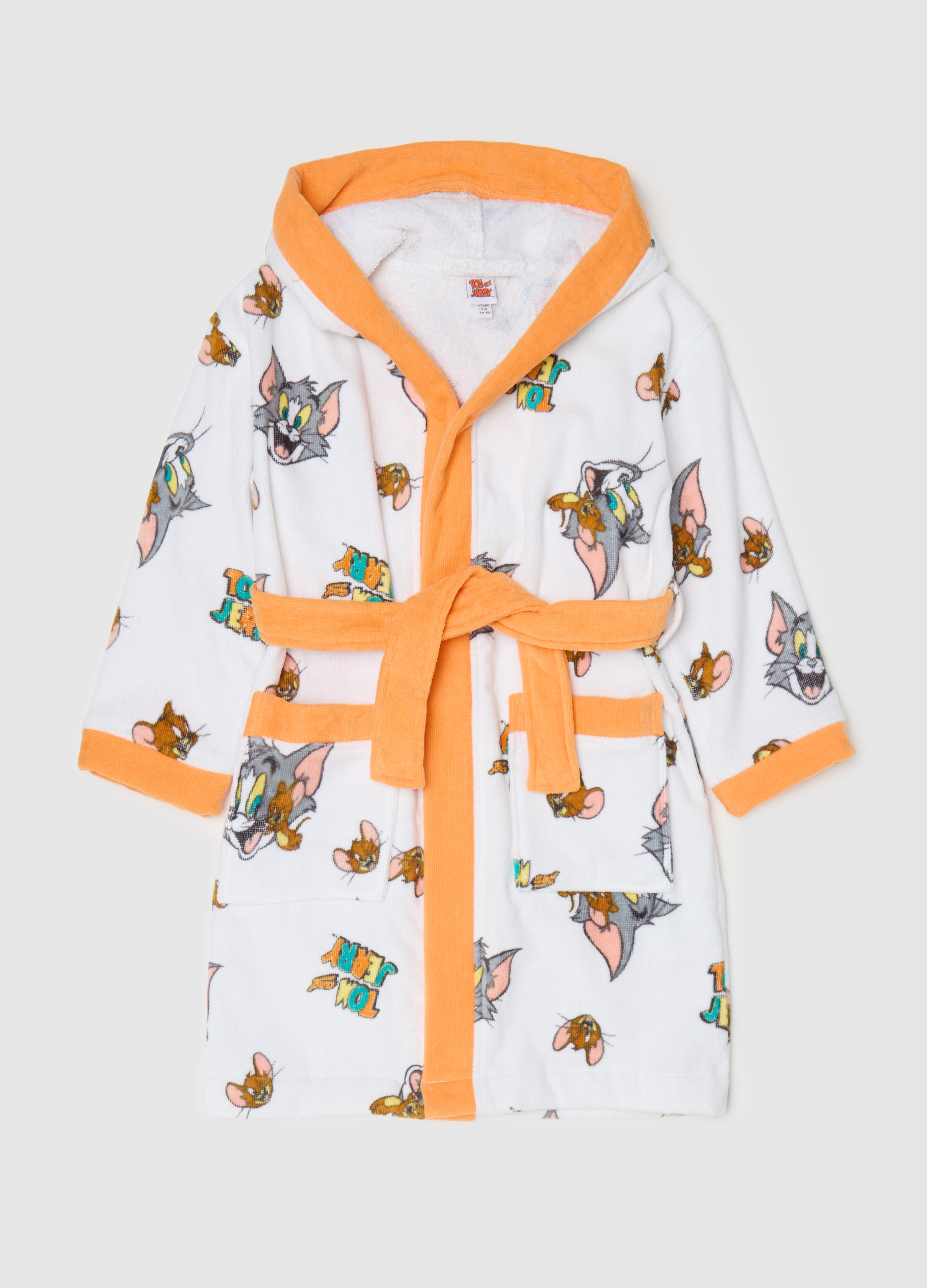 OVS, Accappatoio Con Cappuccio Stampa Tom & Jerry, Bambino, Multicolor, Taglia: 3-4