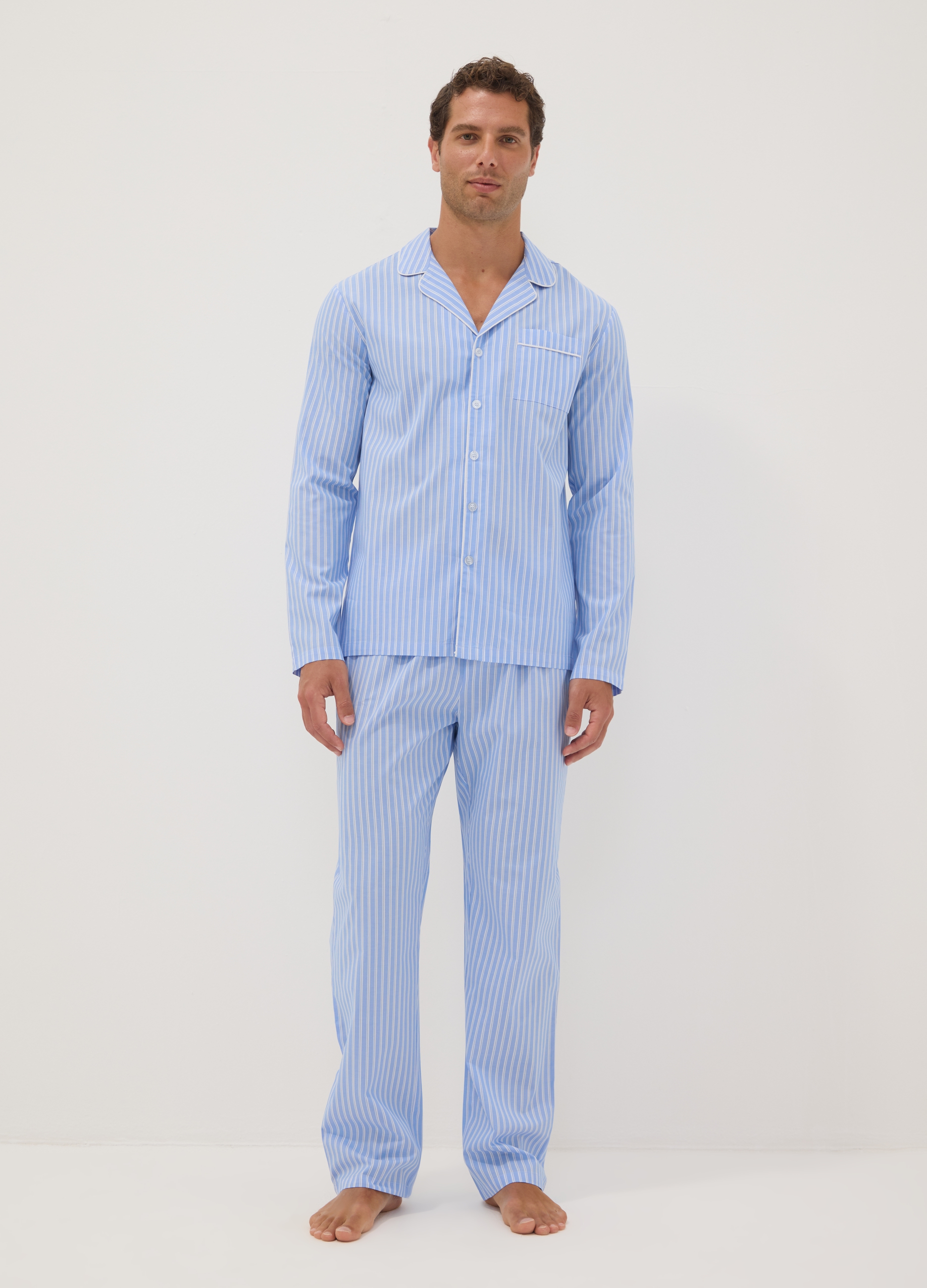 OVS, Pigiama Azzurro In Cotone Organico A Righe, Uomo, Multicolor, Taglia: M