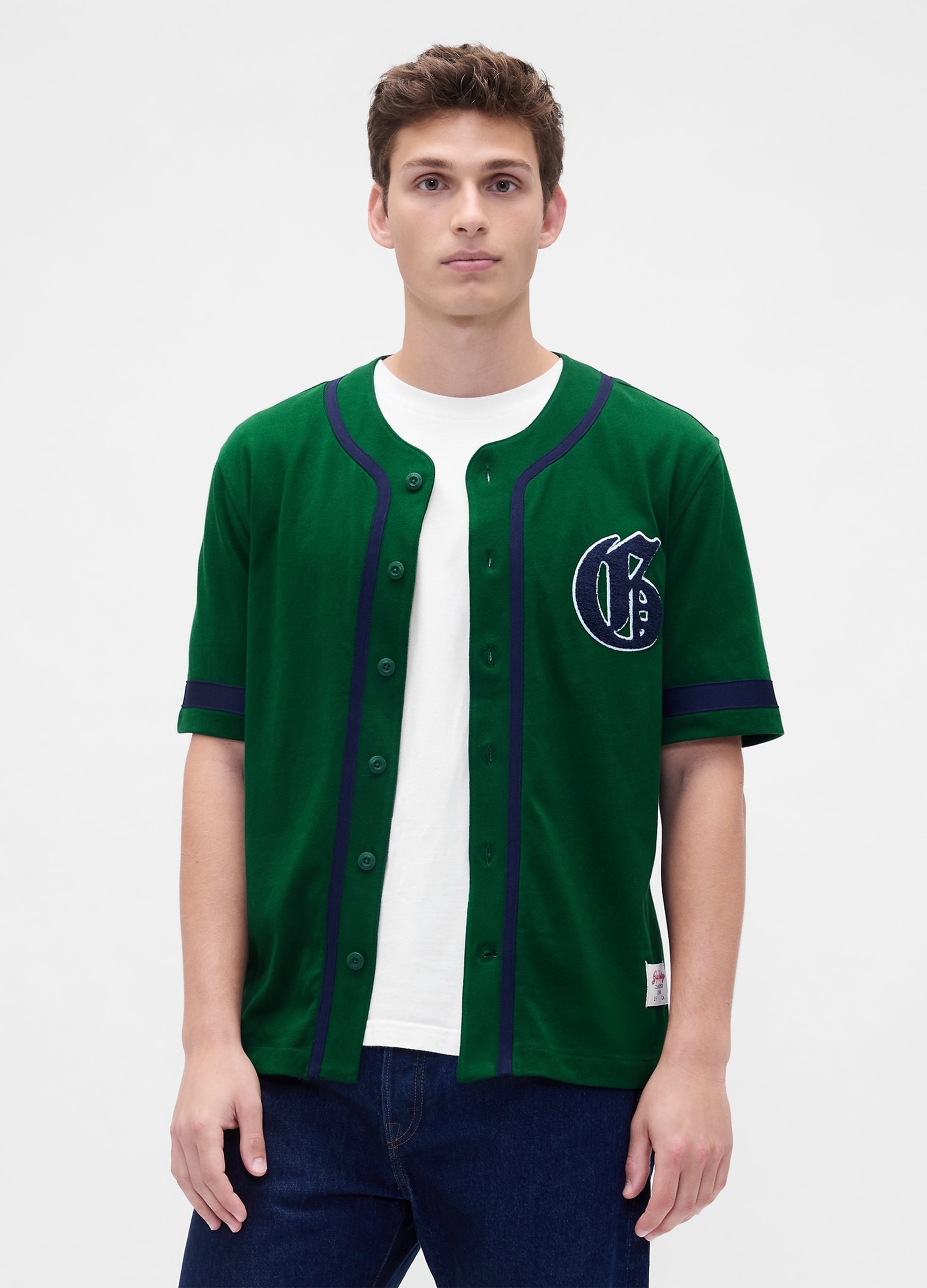 GAP, Maglia Baseball In Cotone Con Logo Gap, Uomo, Verde, Taglia: M