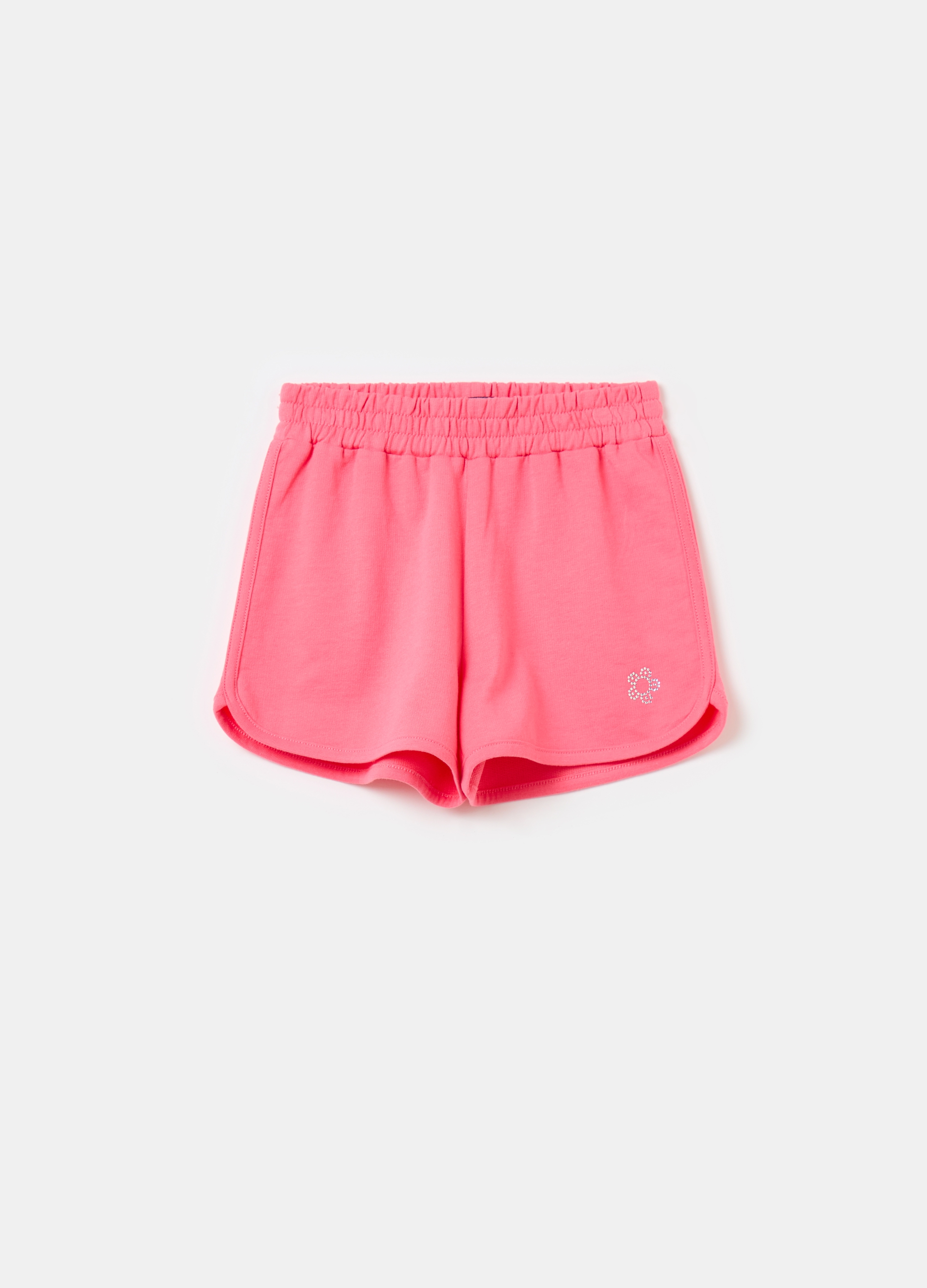 OVS, Shorts In Felpa Con Strass, Bambina, Rosa, Taglia: 3-4