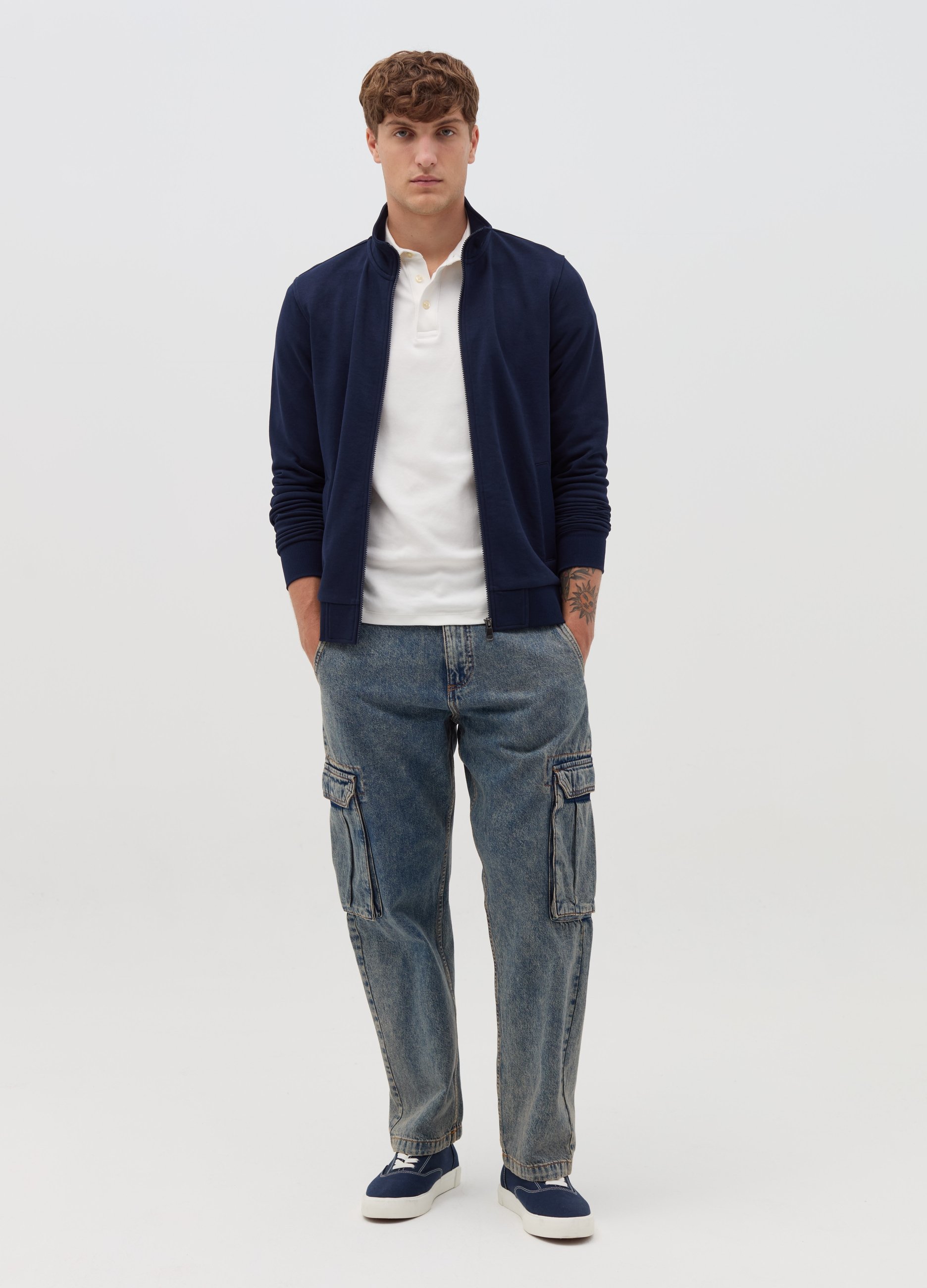 OVS, Full-zip In French Terry A Collo Alto, Uomo, Verde, Taglia: M